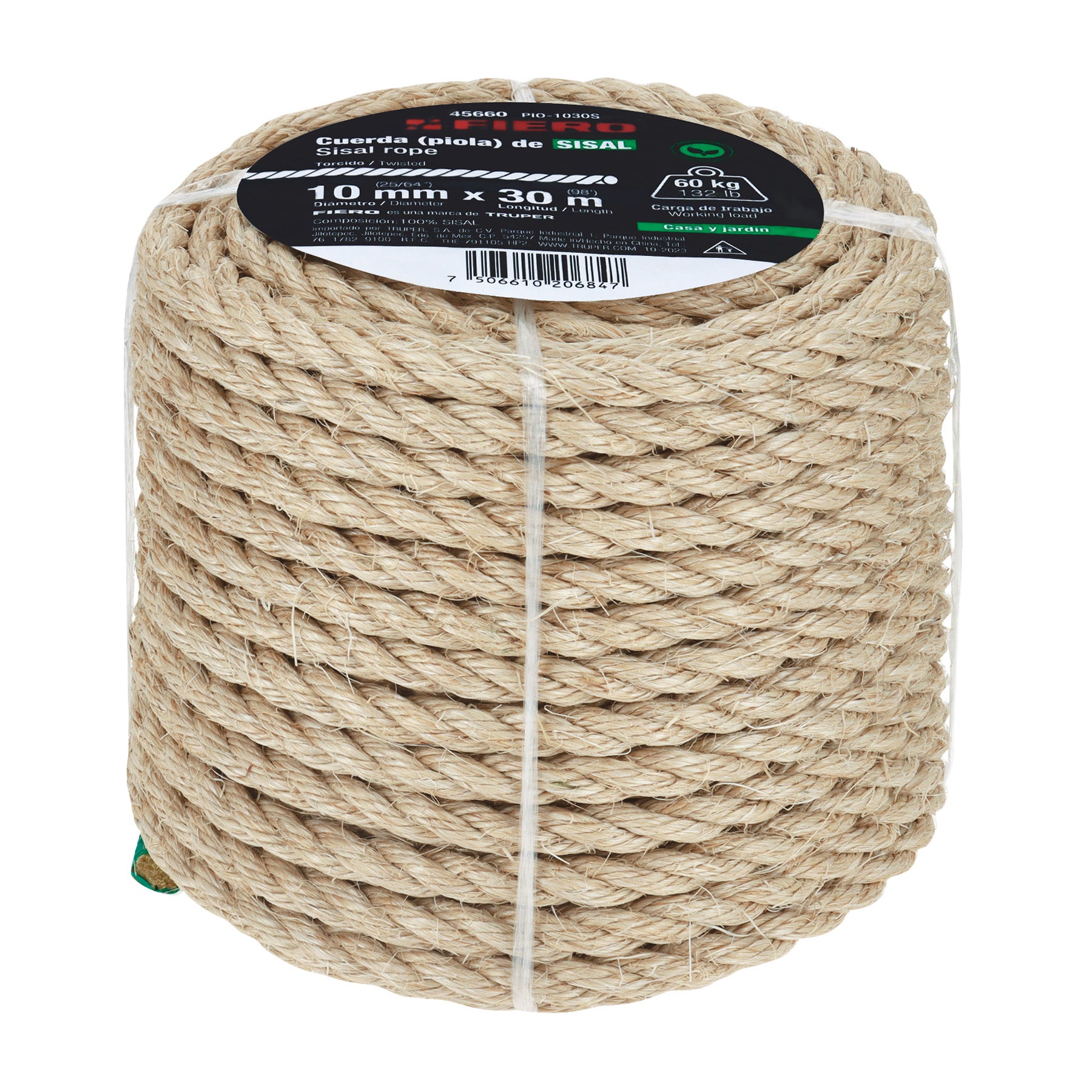 Piola de Sisal de 10 mm x 30 m natural, Fiero