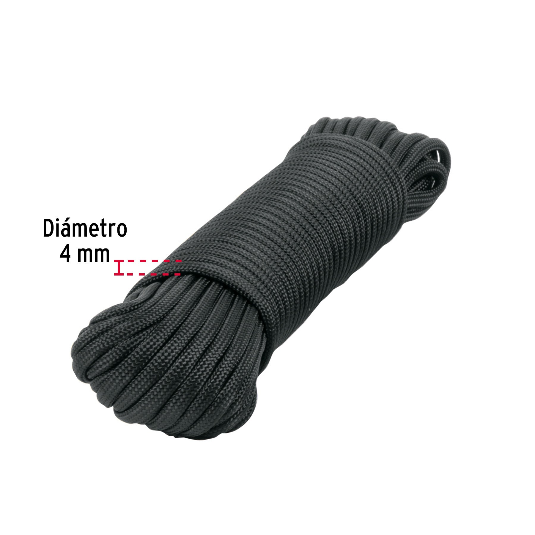 Piola de Nylon Paracord de 4mm x 15 m, negro, Fiero