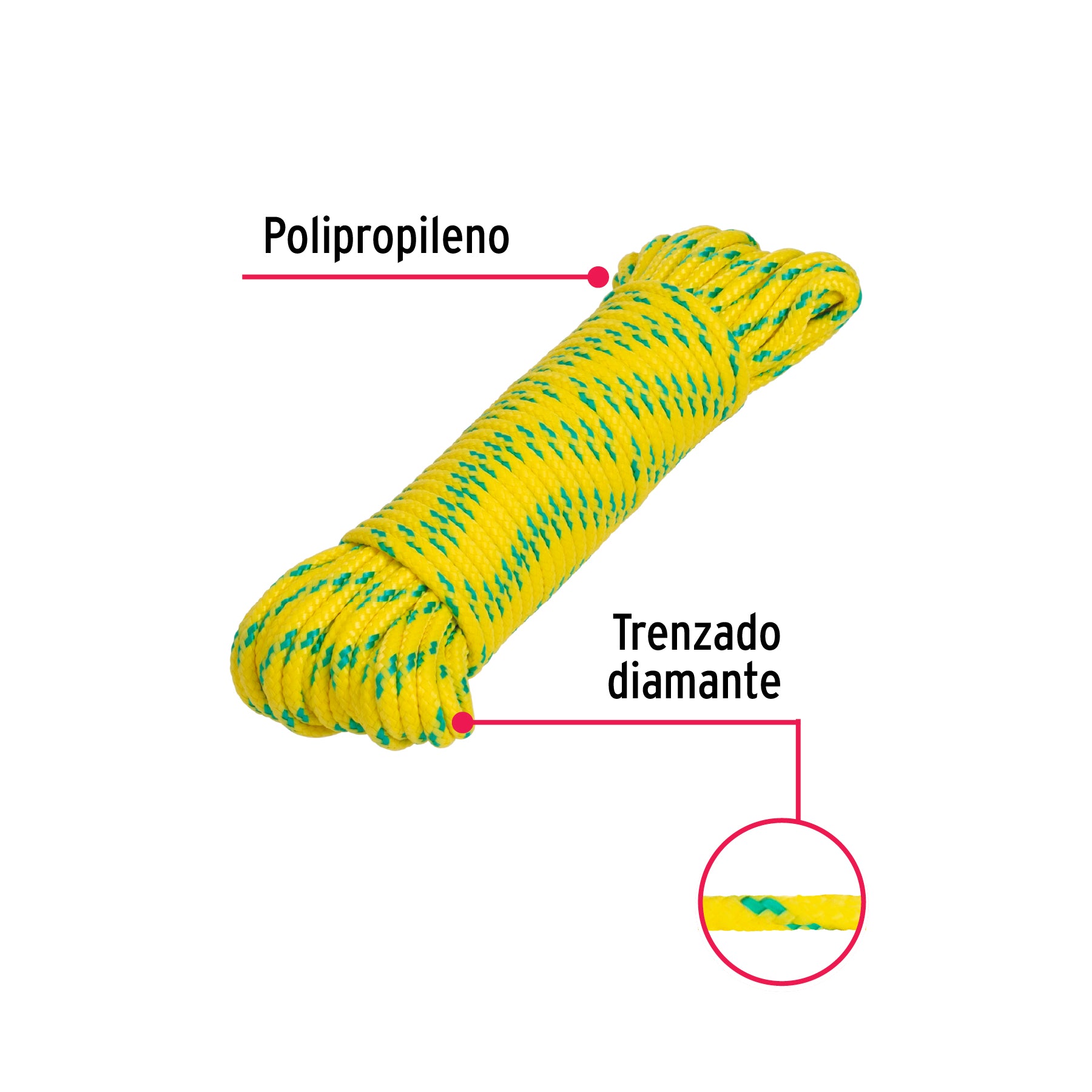 Piola de Polipropileno trenzada, multicolor, 4mm x 15m