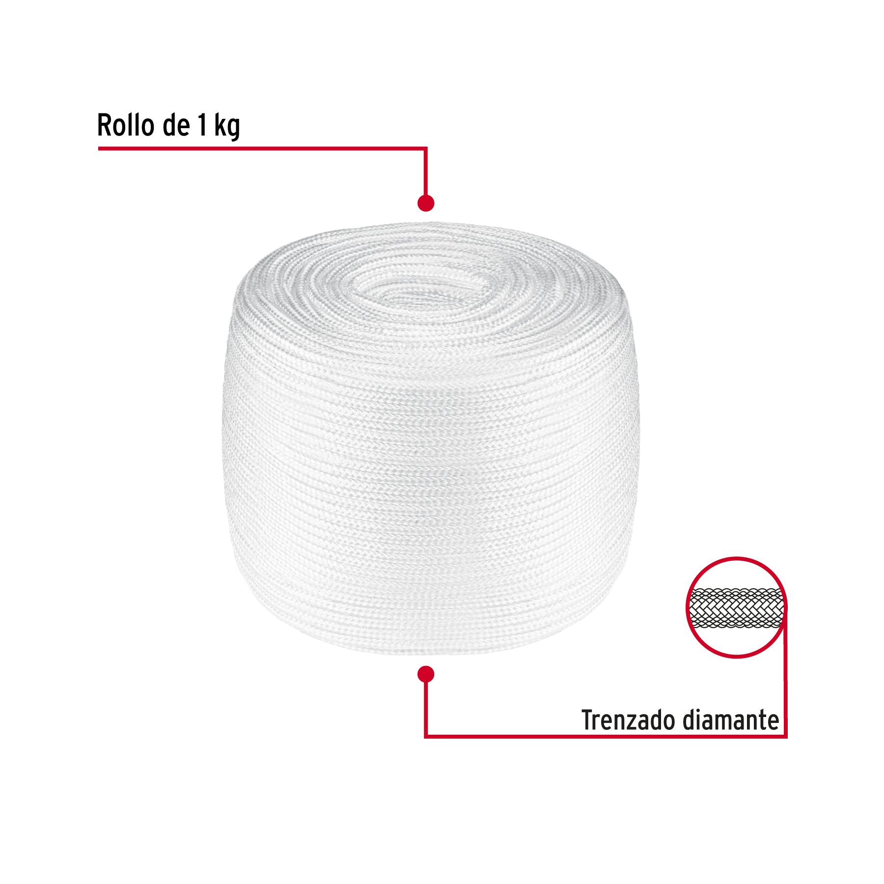 Piola de poliéster diamante de 4 mm, 1 kg, FIERO