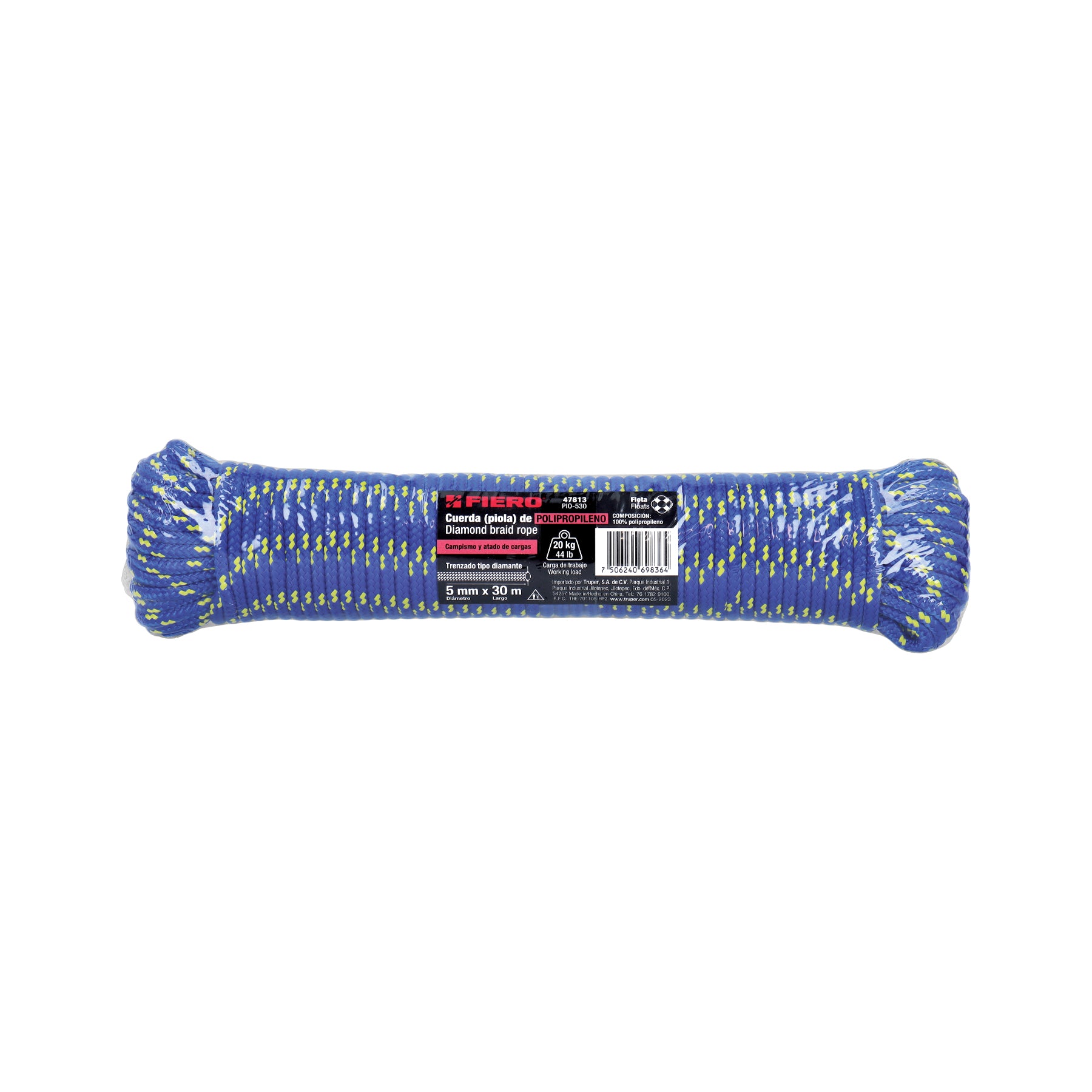 Piola de Polipropileno trenzada, multicolor, 5mm x 30m