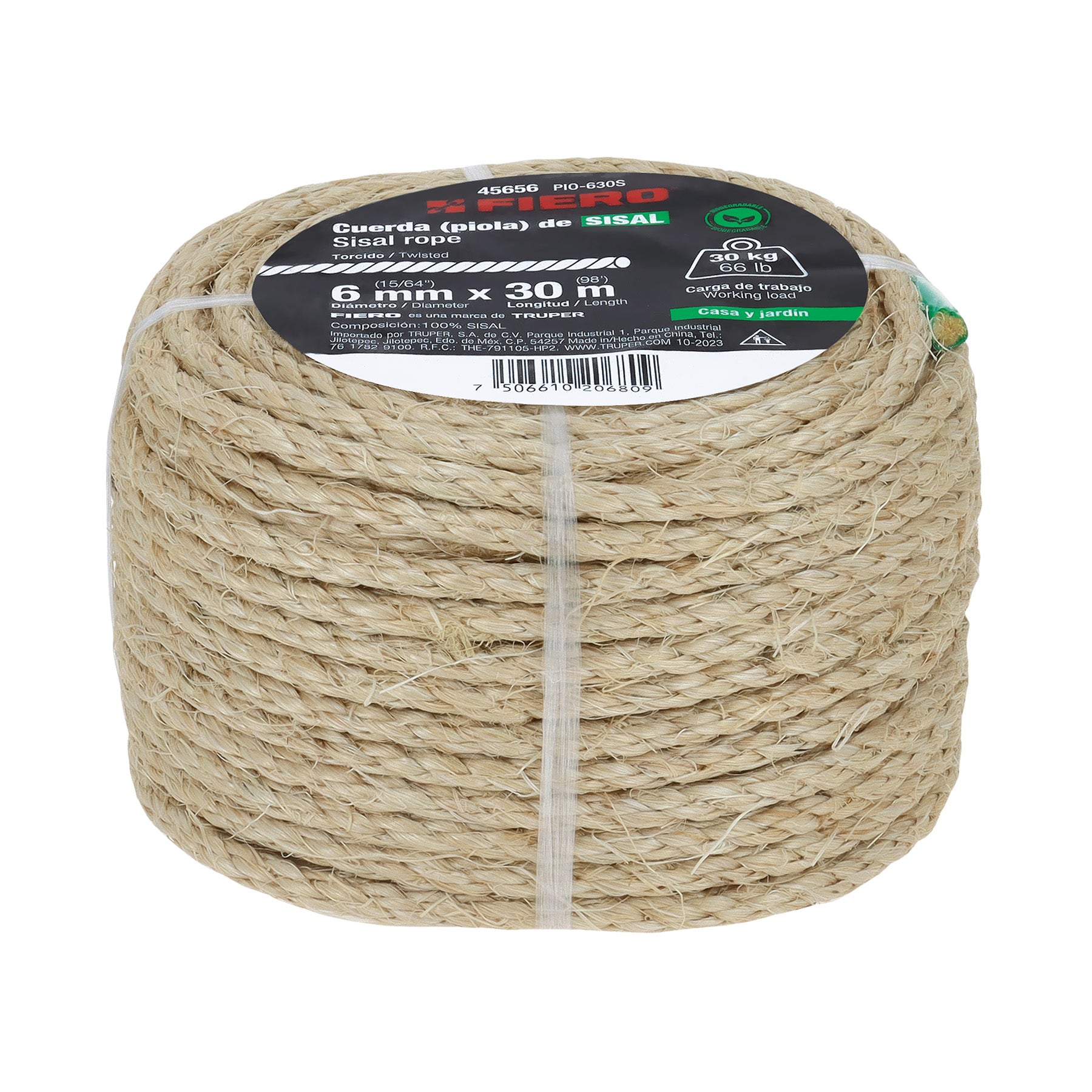 Piola de Sisal de 6 mm x 30 m natural, Fiero