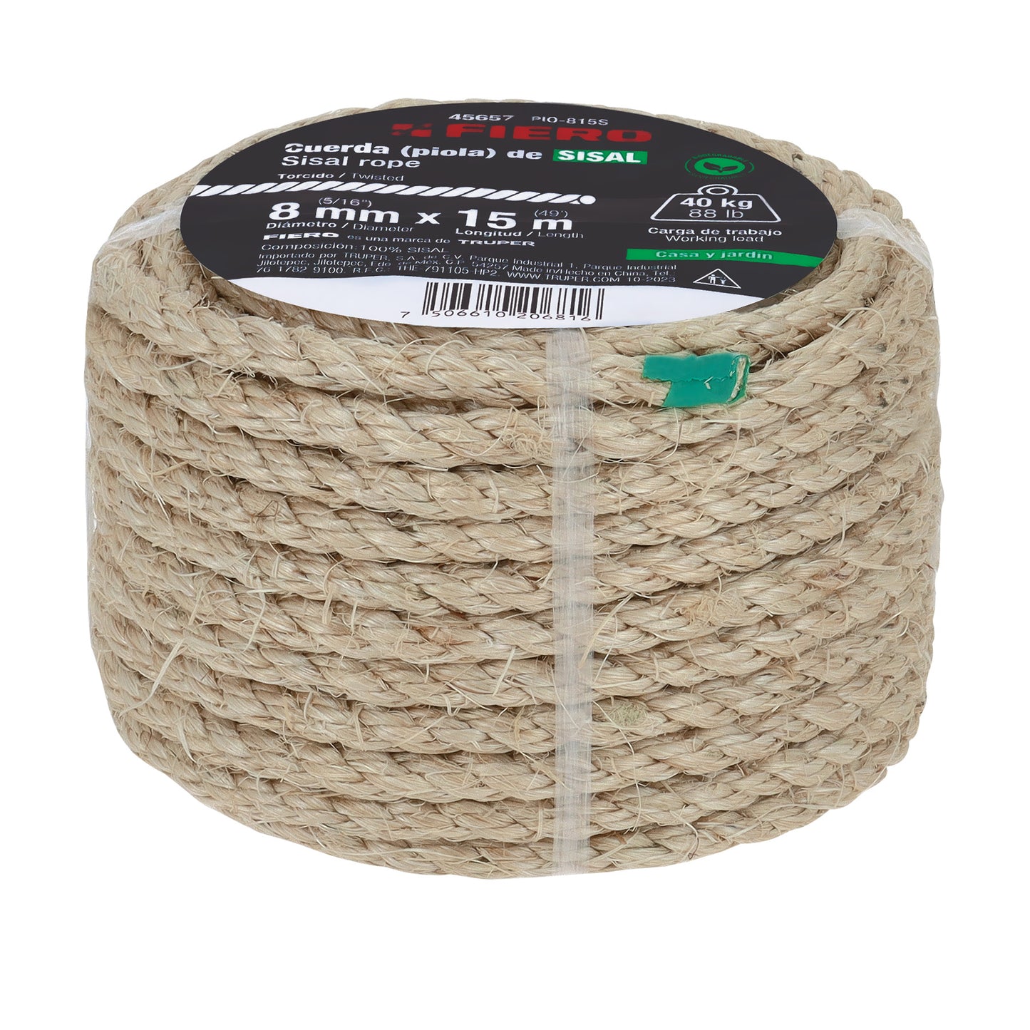Piola de Sisal de 8 mm x 15 m natural, Fiero