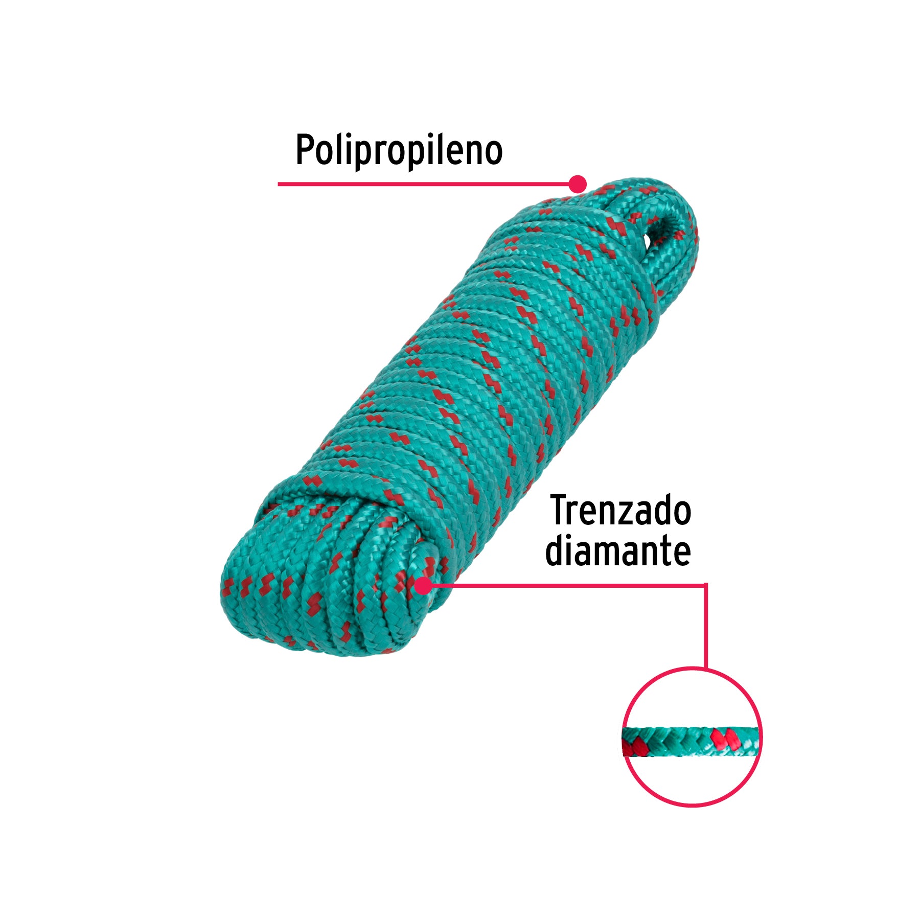 Piola de Polipropileno trenzada, multicolor, 8mm x 15m