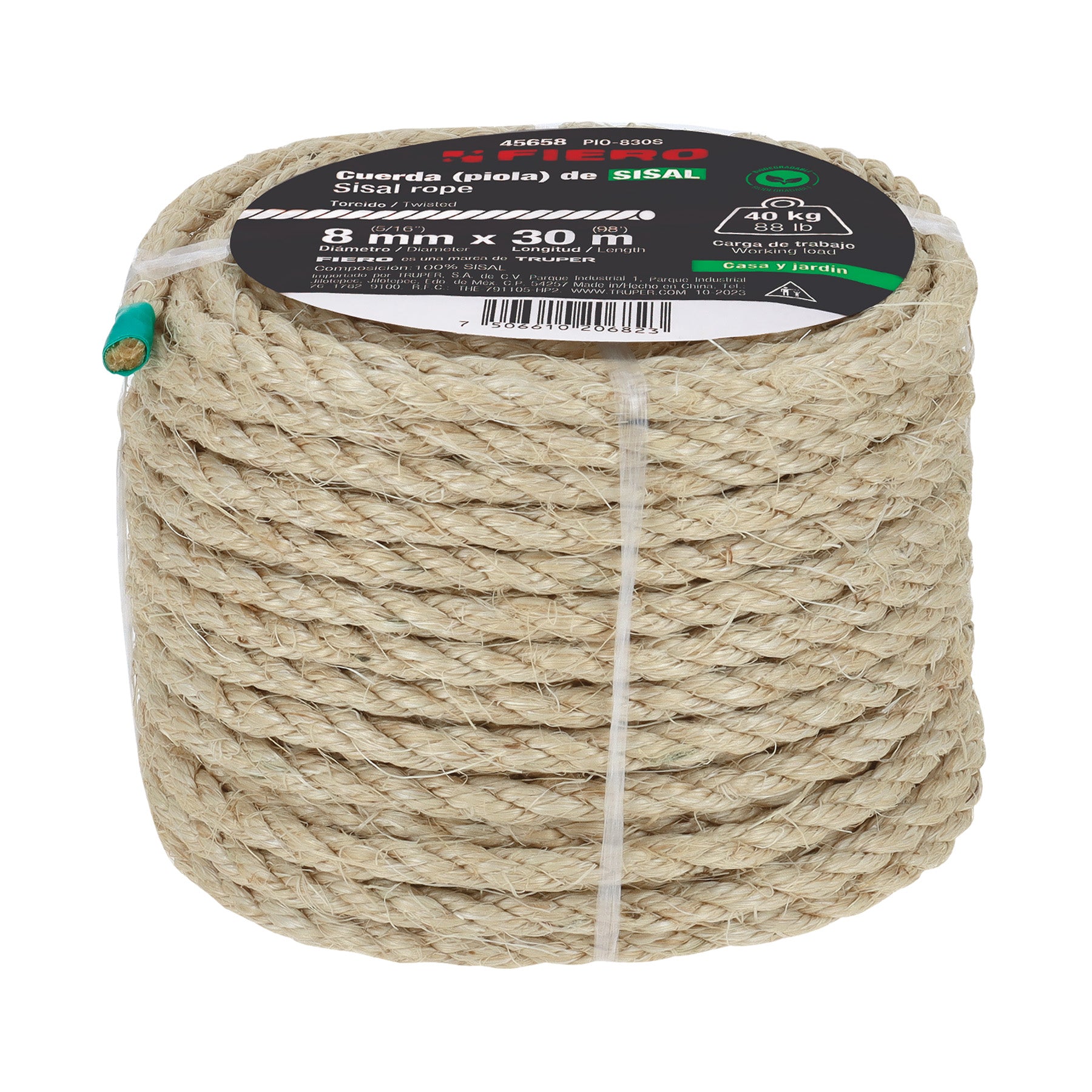 Piola de Sisal de 8 mm x 30 m natural, Fiero