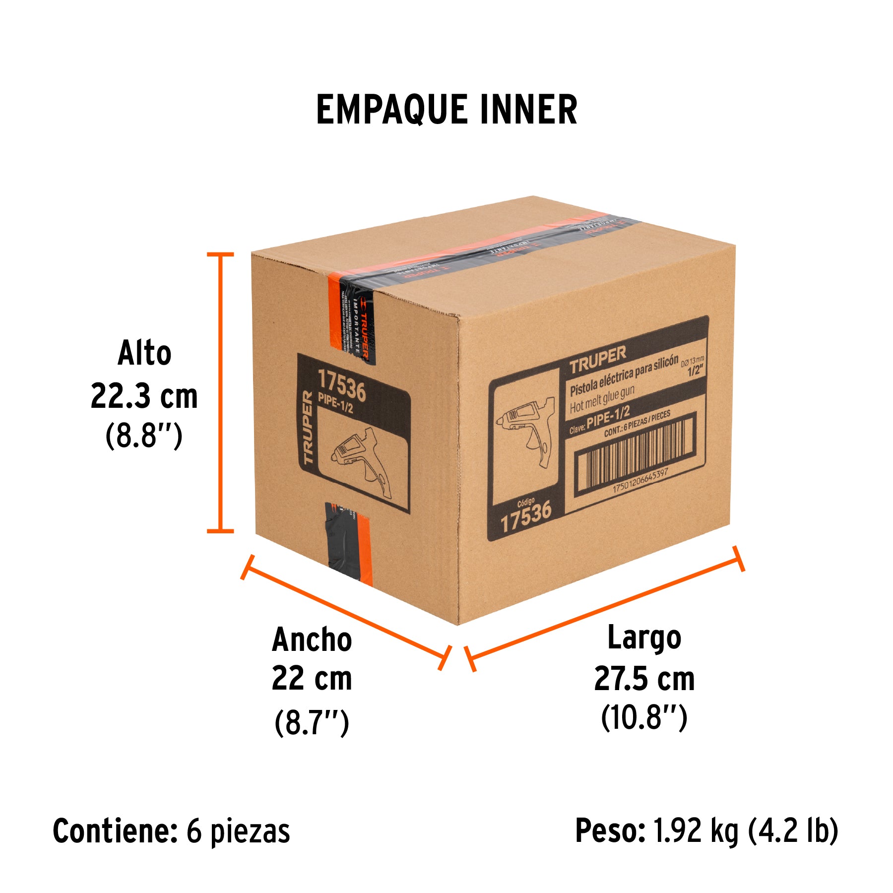 Pistola eléctrica de pegamento 25w, incluye 2 barras