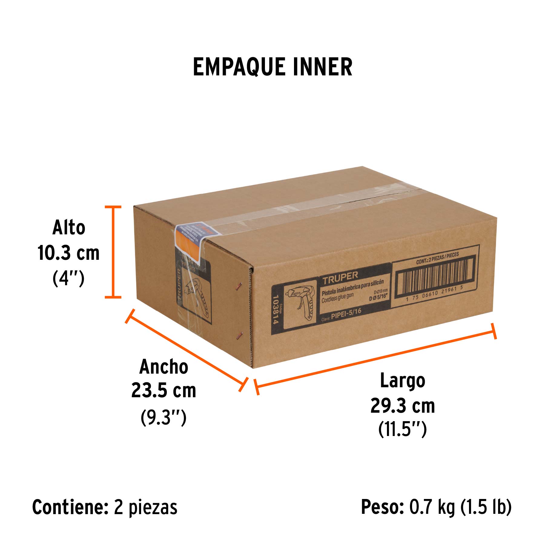 Pistola inalámbrica de 3.7V para silicón de 5/16', TRUPER