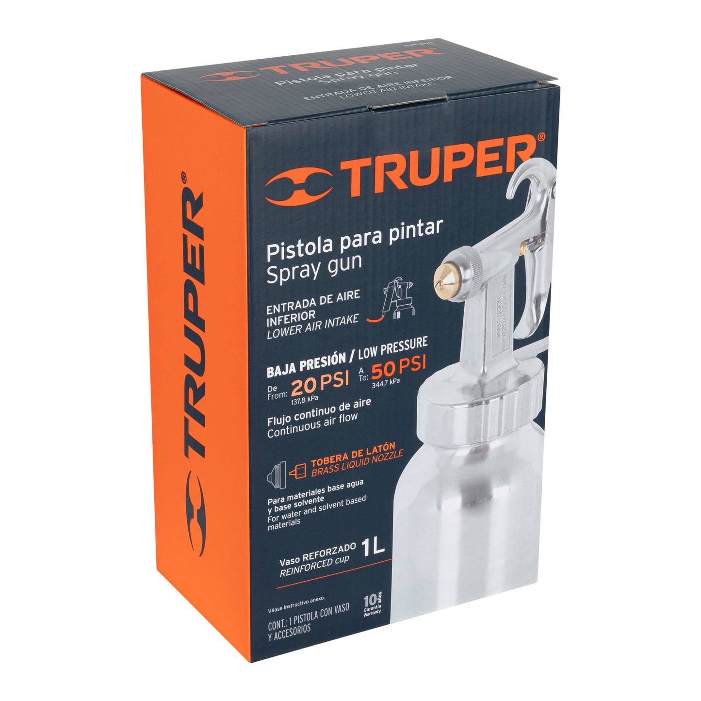 Pistola p/pintar baja presión, pulida, entrada inferior