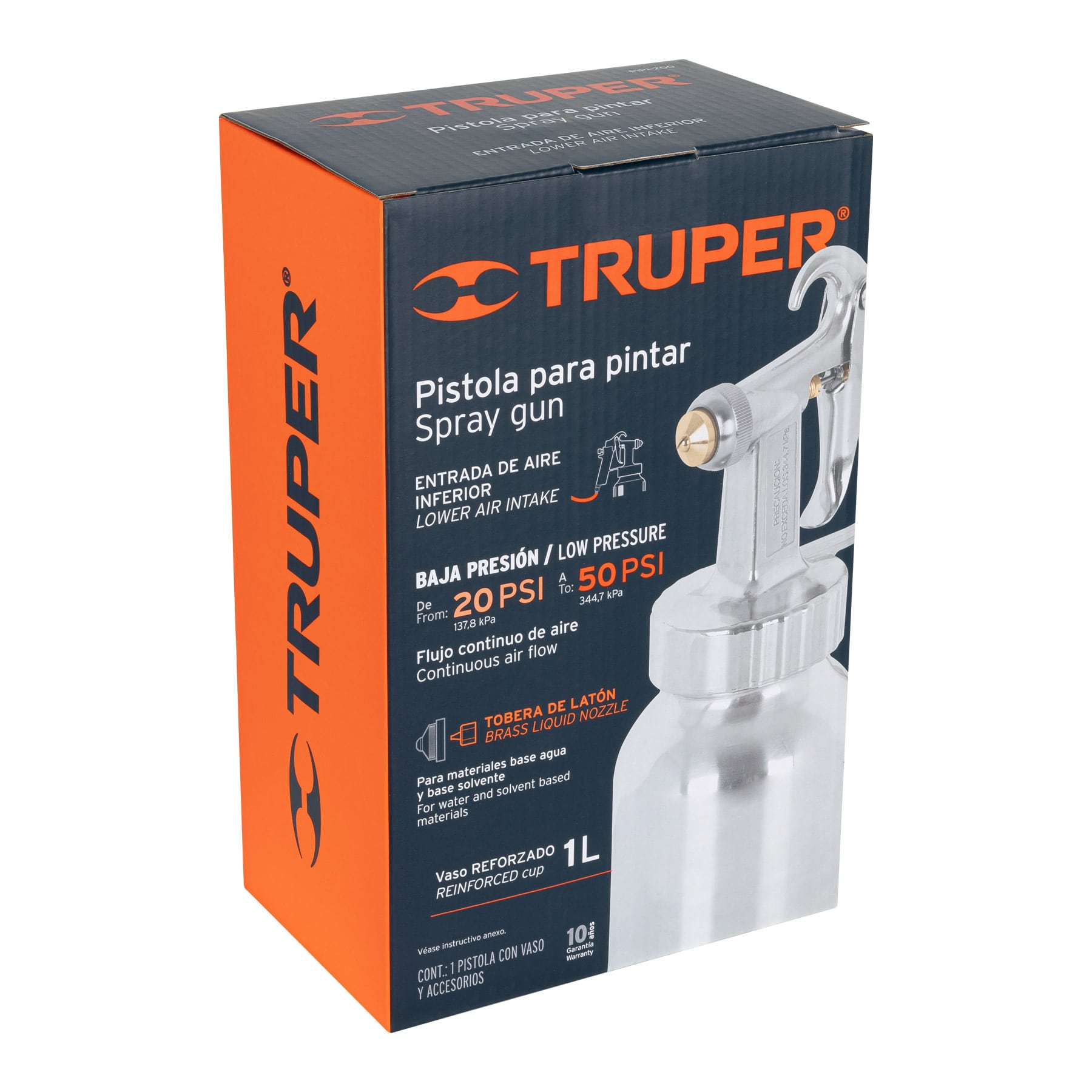 Pistola p/pintar baja presión, pulida, entrada inferior