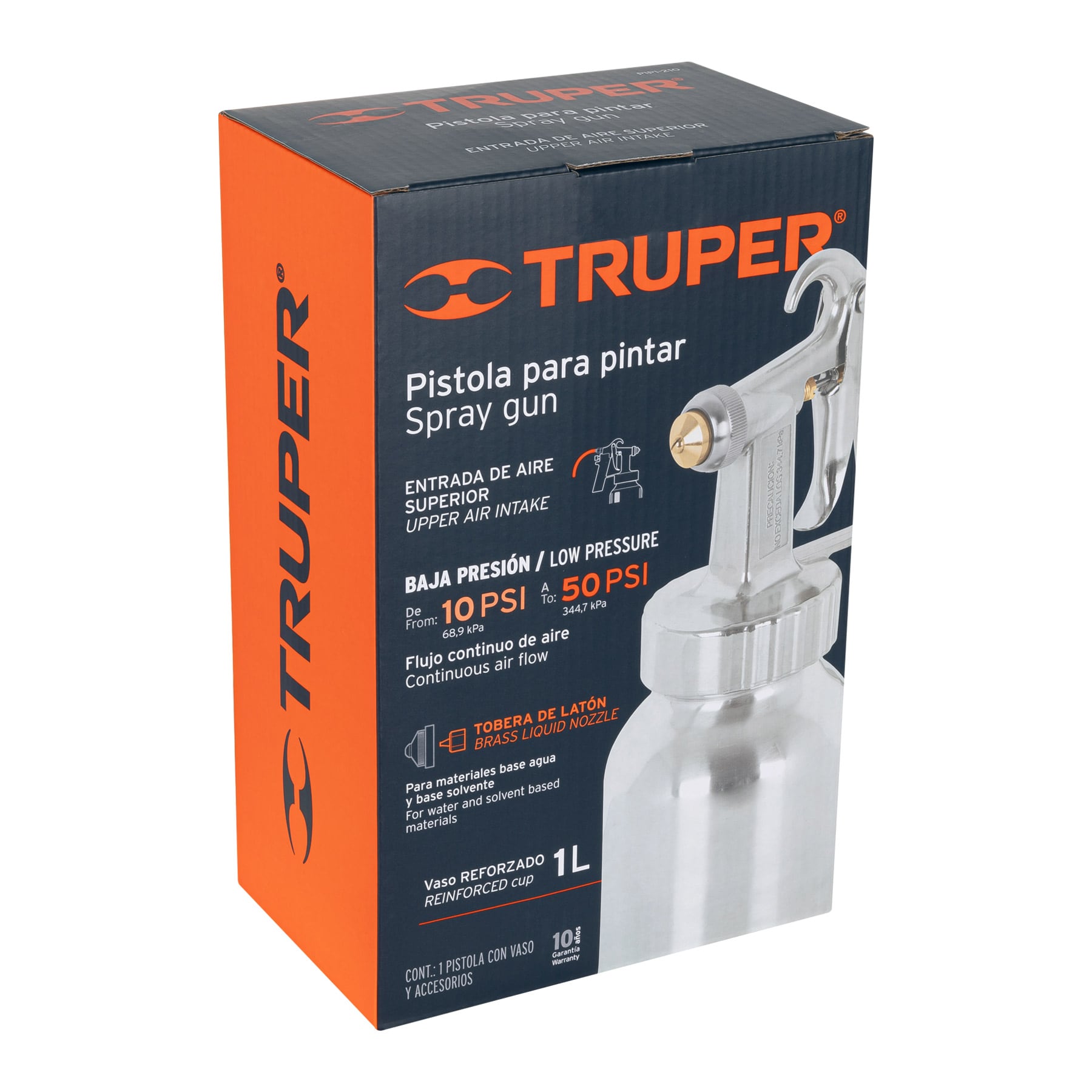 Pistola p/pintar baja presión, pulida, entrada superior