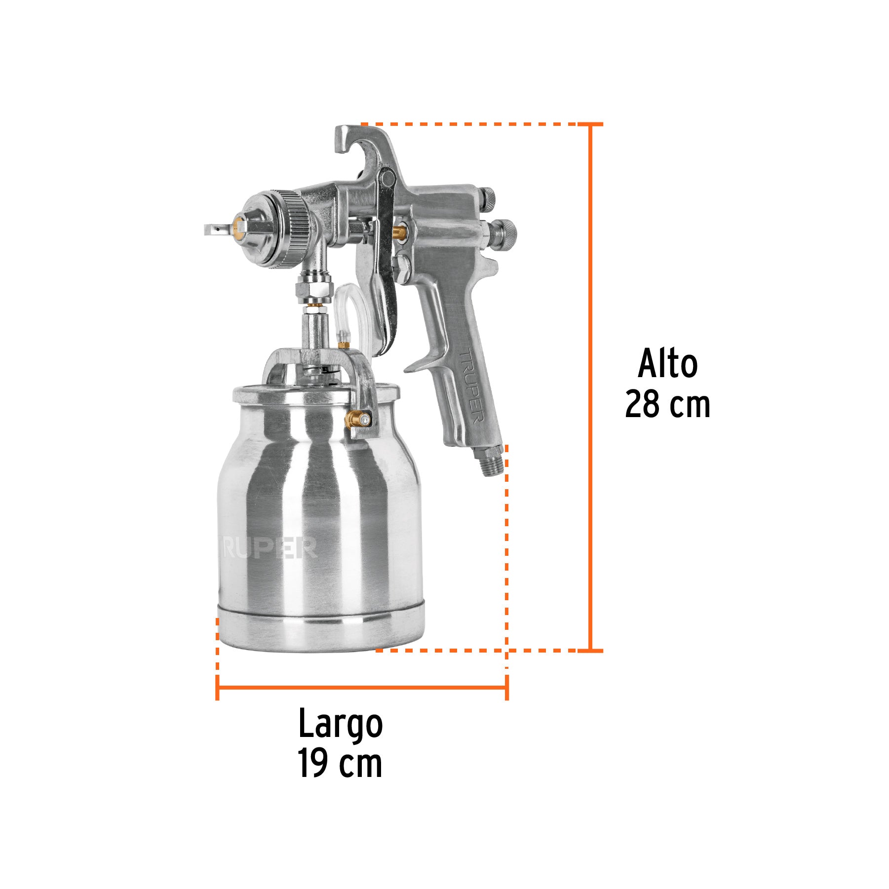Pistola p/pintar succión HVHP, vaso alum, 1.8mm, 2 perillas