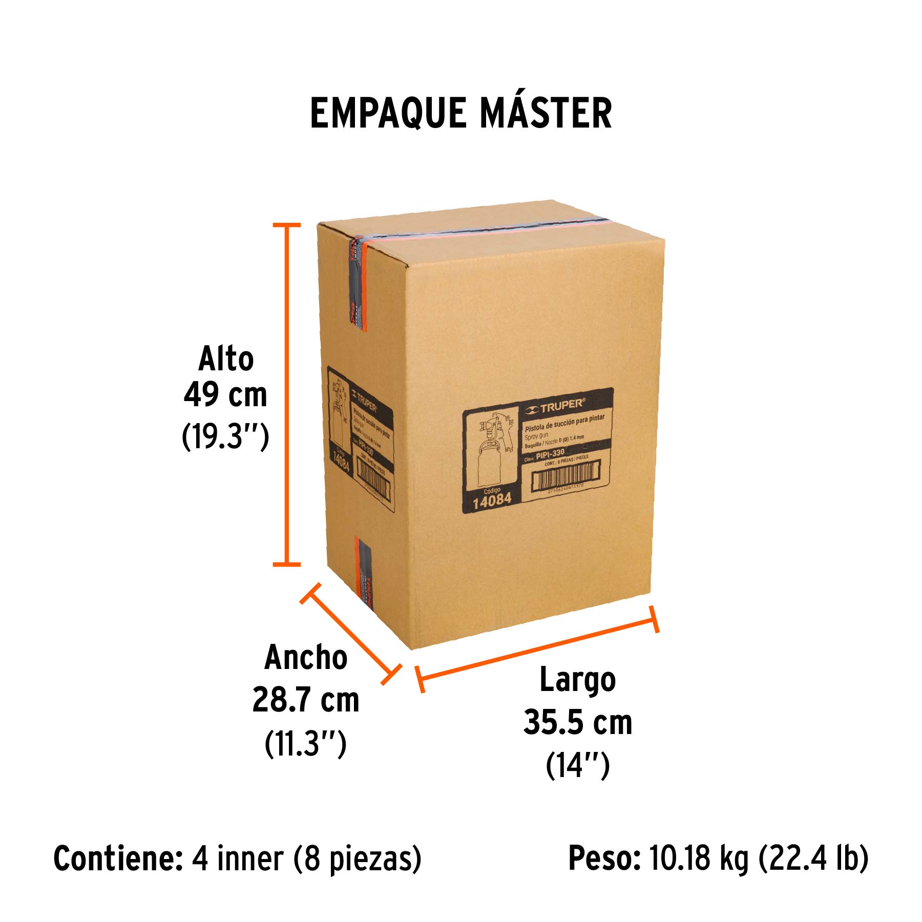 Pistola p/pintar succión HVLP, vaso alum, boquilla 1.4mm