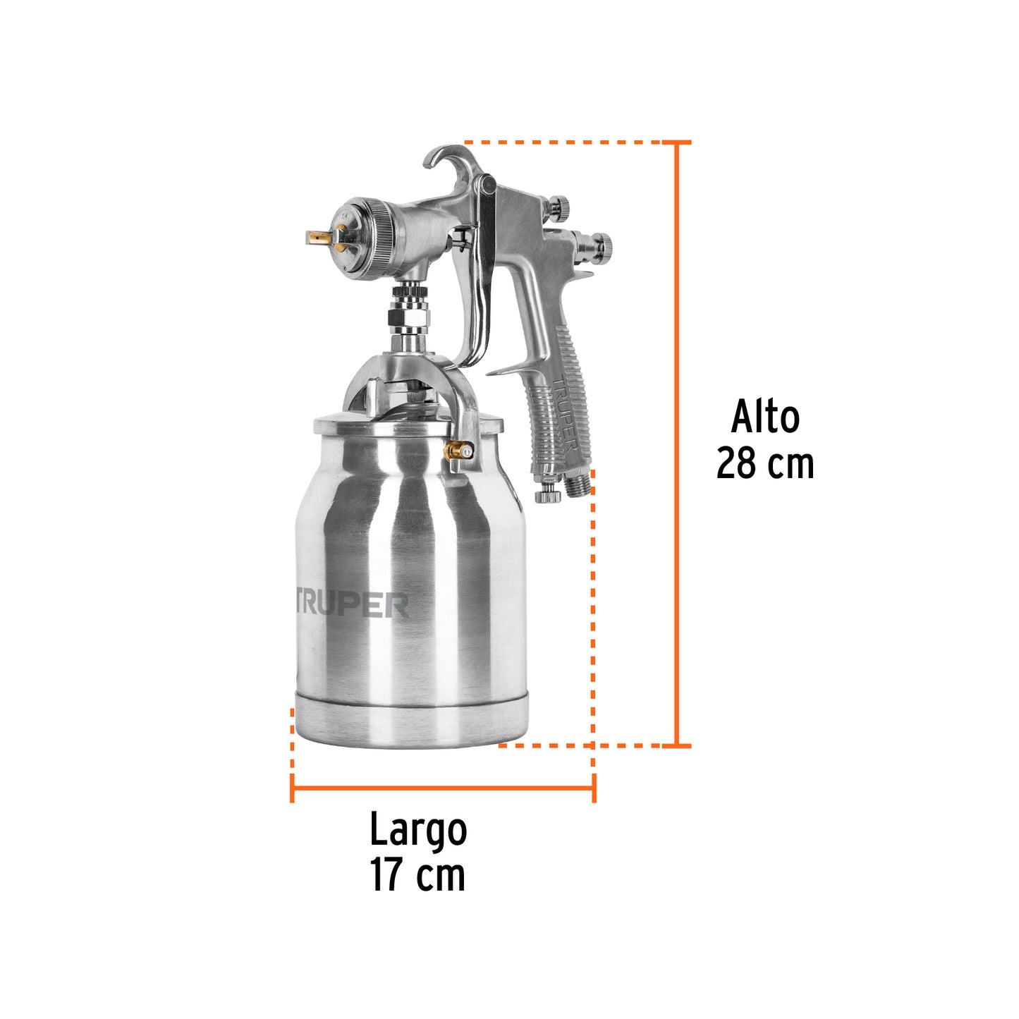 Pistola p/pintar succión HVLP, vaso alum, boquilla 1.4mm