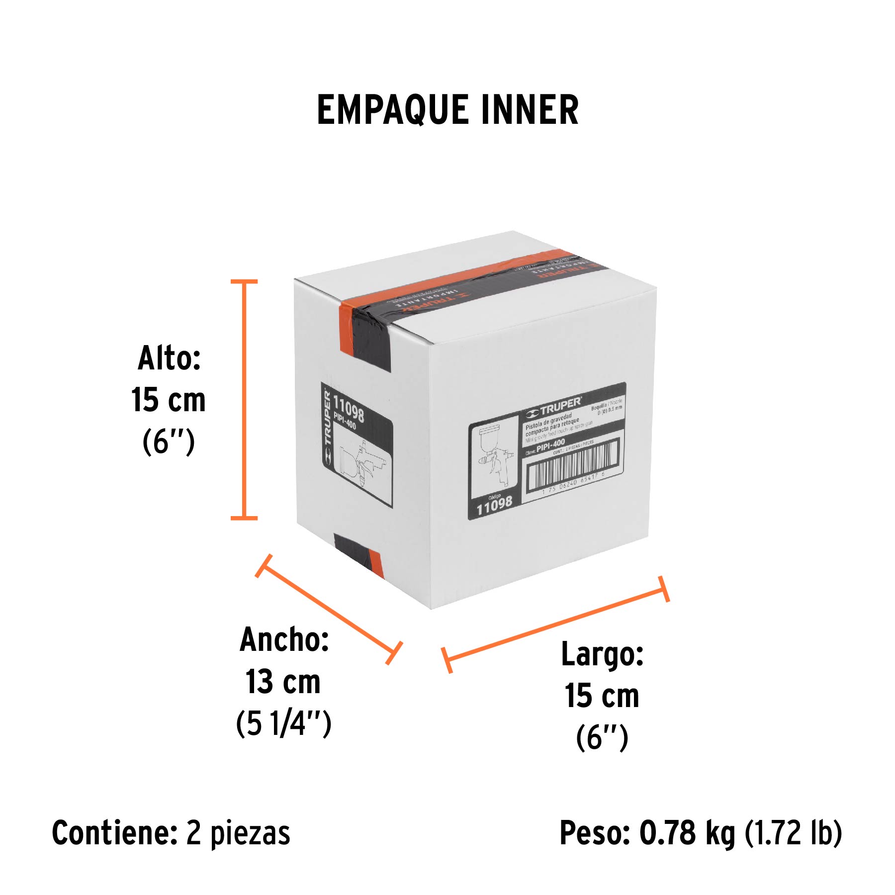 Pistola p/retoque gravedad, LVMP, vaso aluminio, 0.5 mm
