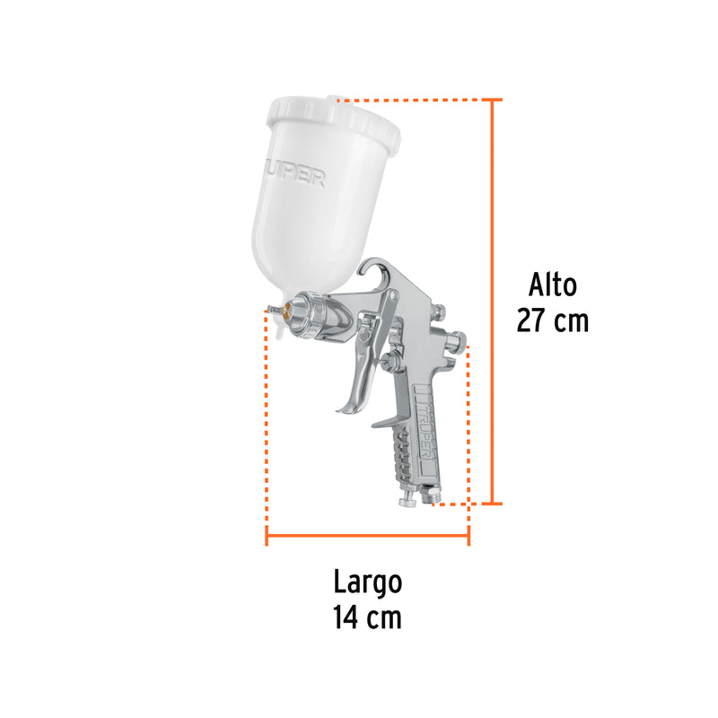 Pistola p/pintar gravedad LVMP, vaso plástico, boq 2.0 mm