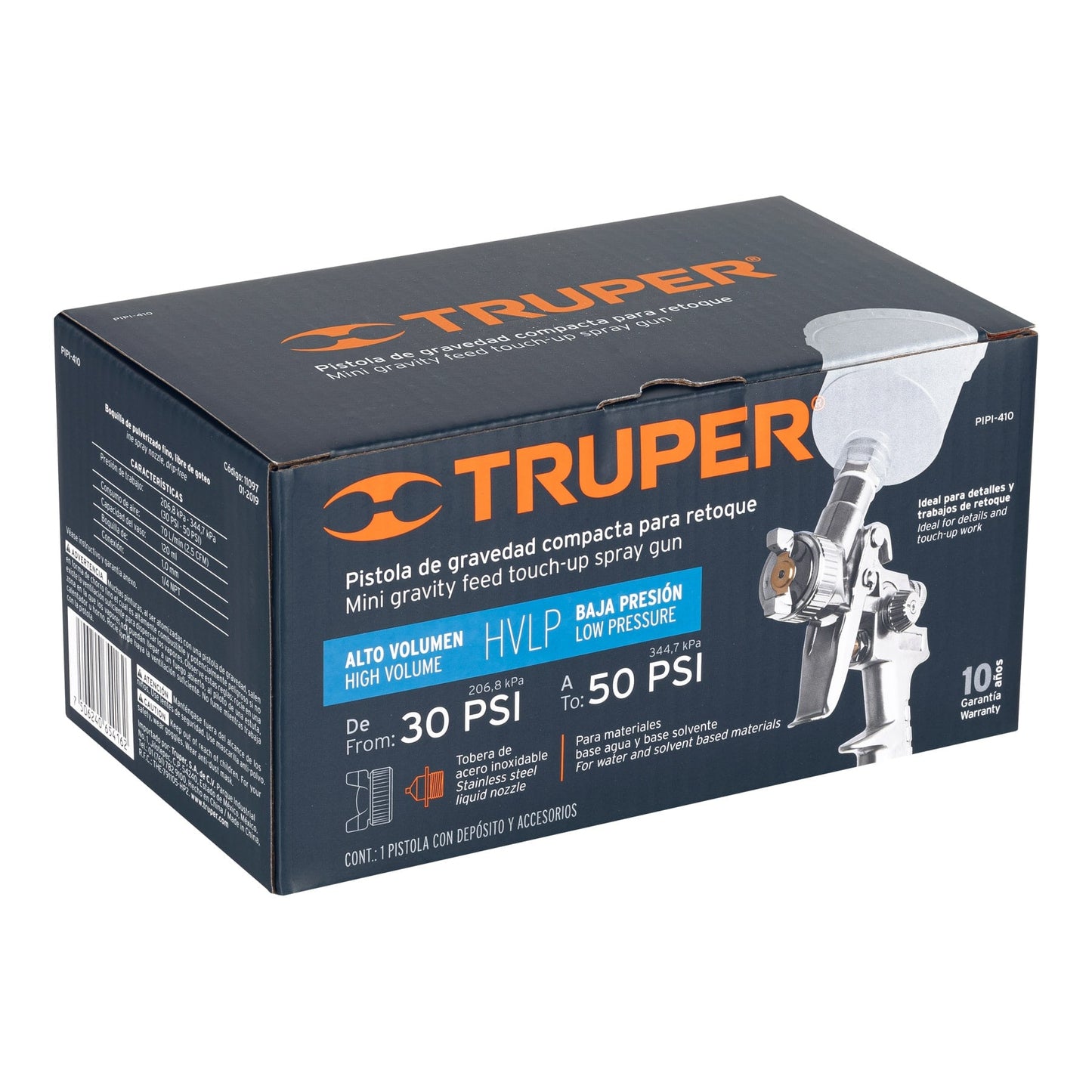 Pistola p/retoque gravedad, HVLP,vaso plástico,boquilla 1 mm