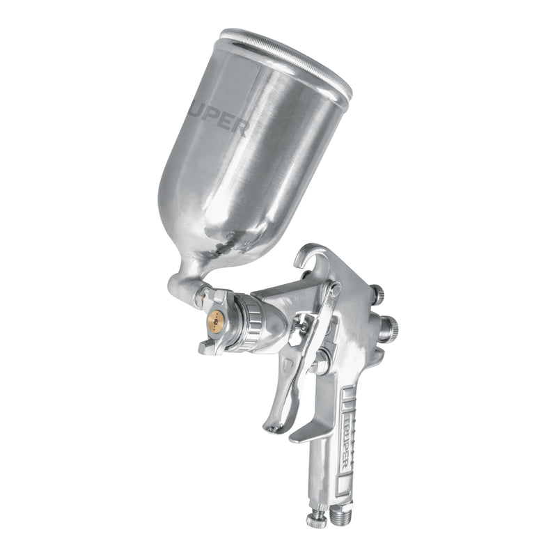 Pistola p/pintar gravedad LVMP,vaso aluminio, boquilla 1.4mm