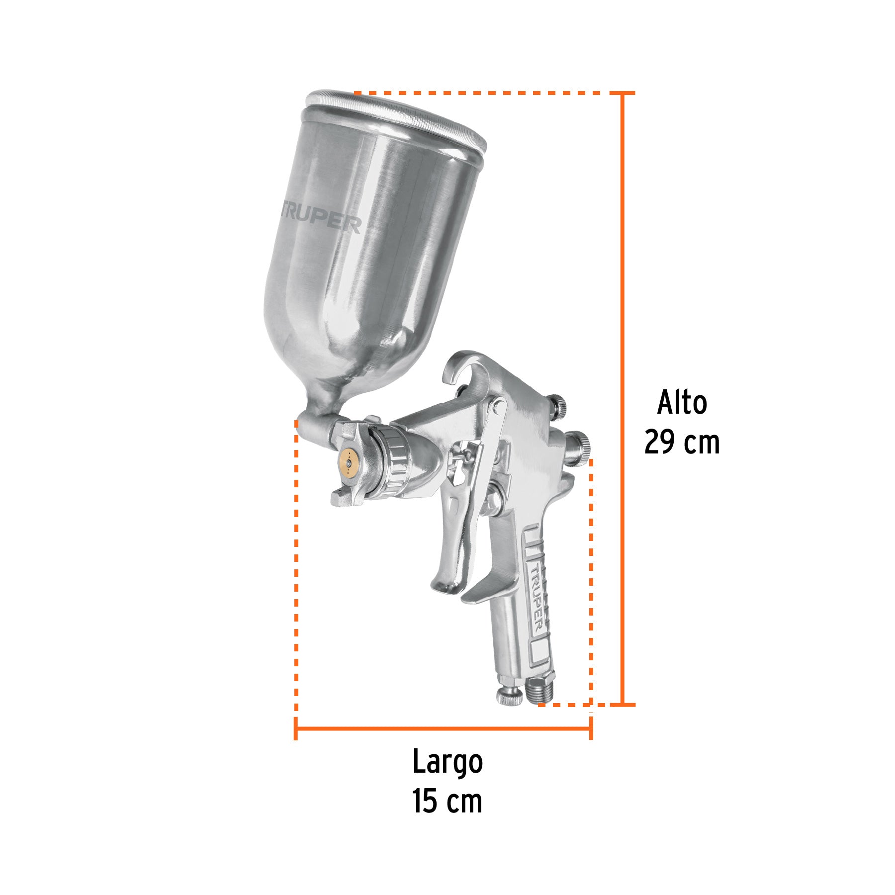 Pistola p/pintar gravedad LVMP,vaso aluminio, boquilla 1.7mm