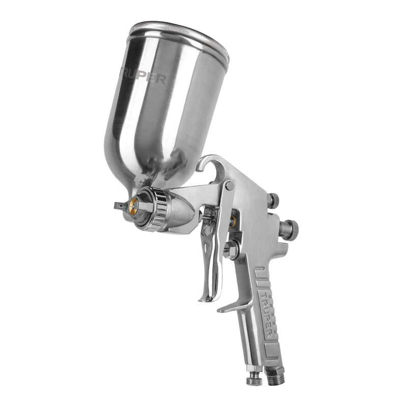 Pistola p/pintar gravedad LVMP,vaso aluminio, boquilla 2.0mm