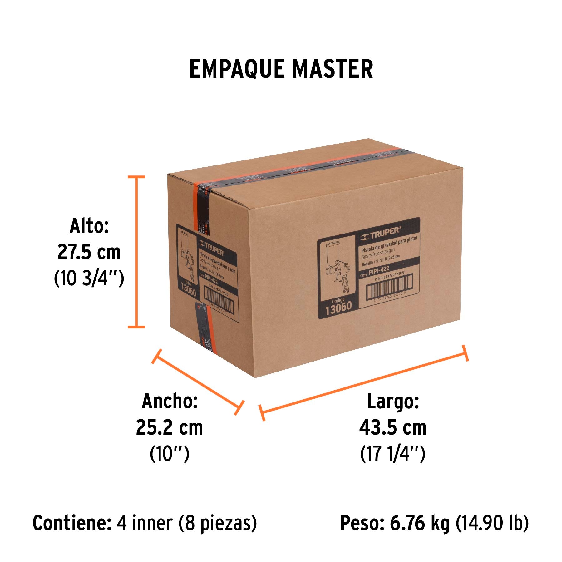 Pistola p/pintar gravedad LVMP,vaso aluminio, boquilla 2.0mm