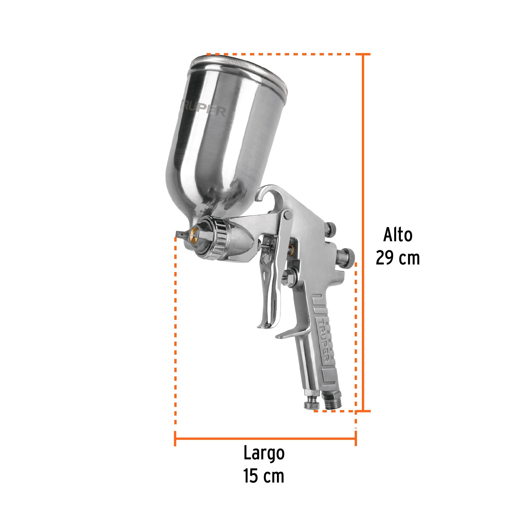 Pistola p/pintar gravedad LVMP,vaso aluminio, boquilla 2.0mm