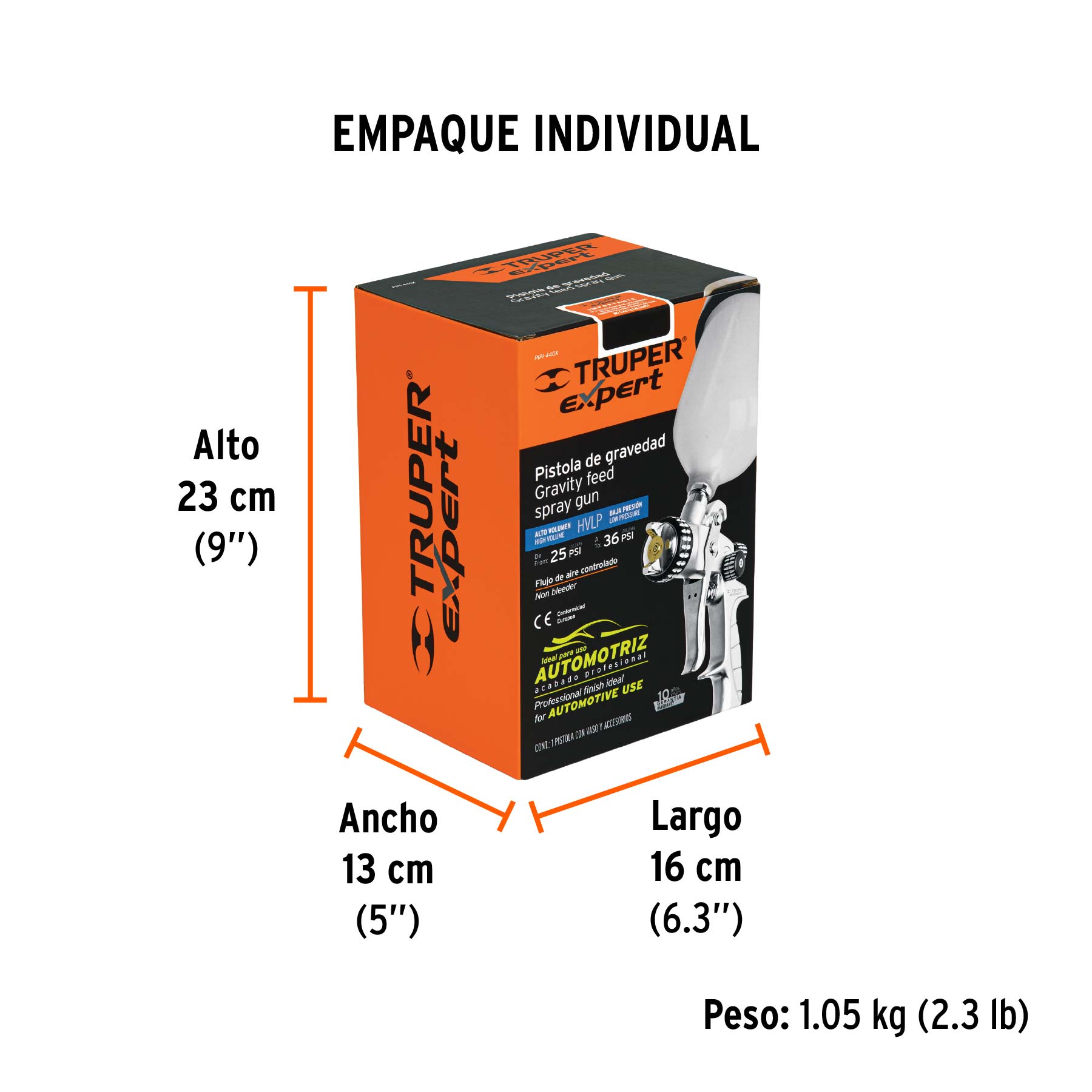 Pistola p/pintar gravedad HVLP,vaso plástico, 1.4 mm, Expert
