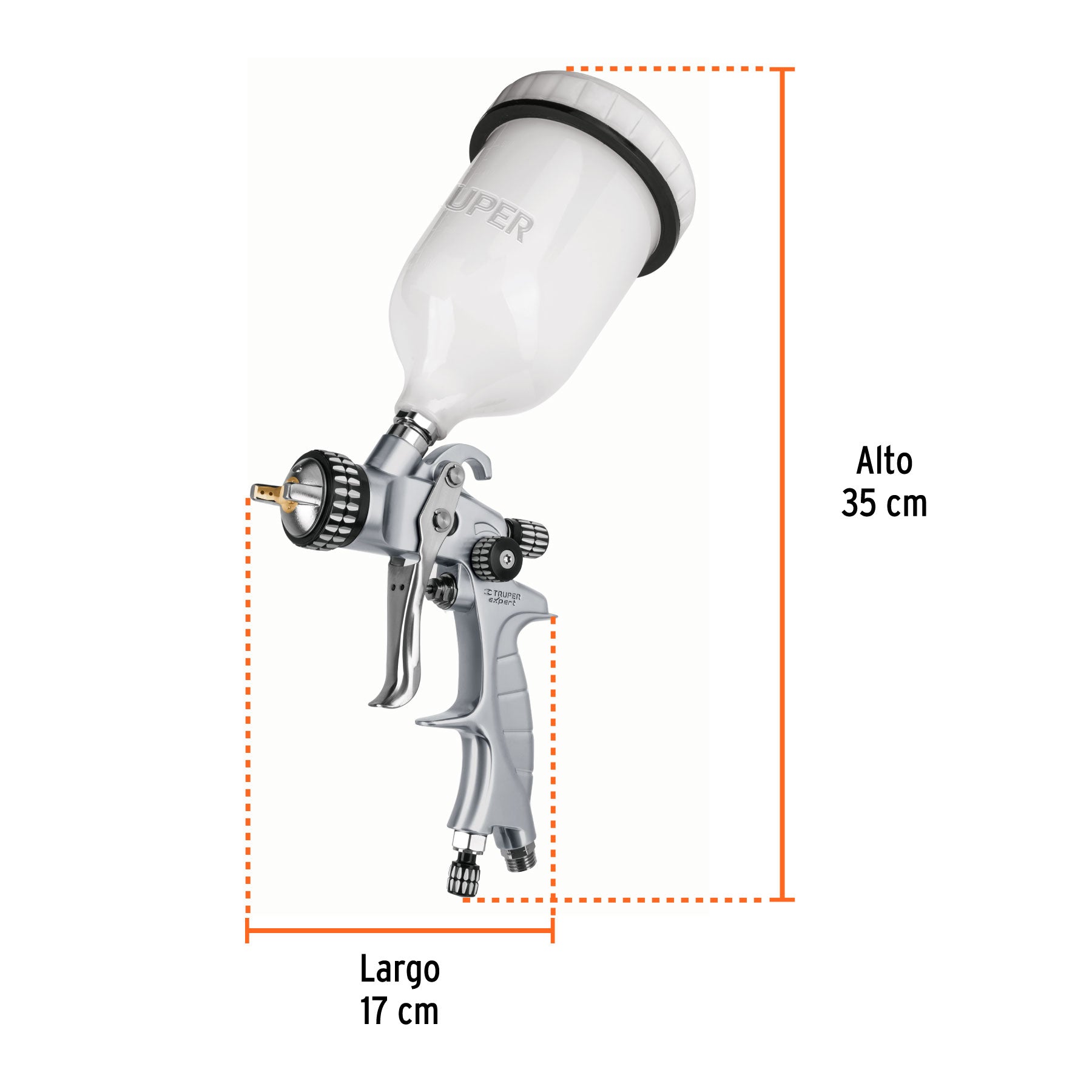 Pistola p/pintar gravedad HVLP,vaso plástico, 1.4 mm, Expert