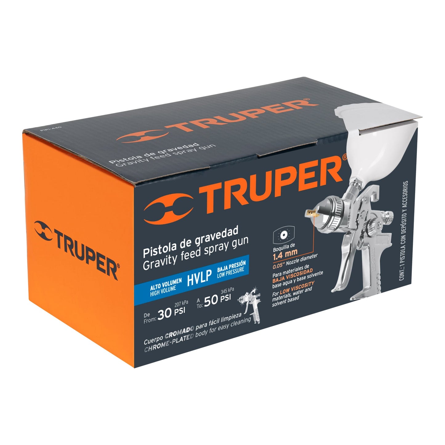 Pistola p/pintar gravedad HVLP,vaso plástico, boquilla 1.4mm