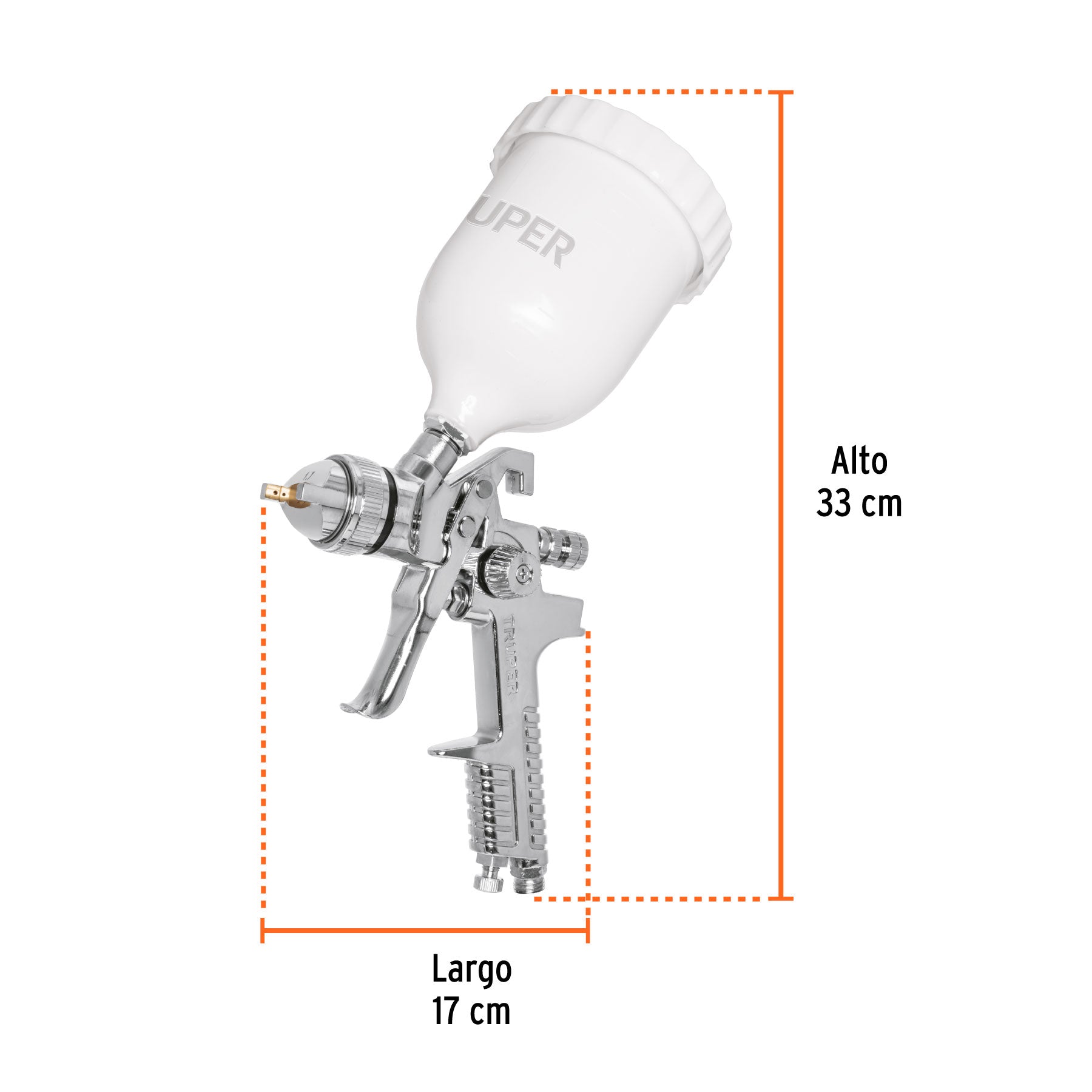 Pistola p/pintar gravedad HVLP,vaso plástico, boquilla 1.7mm
