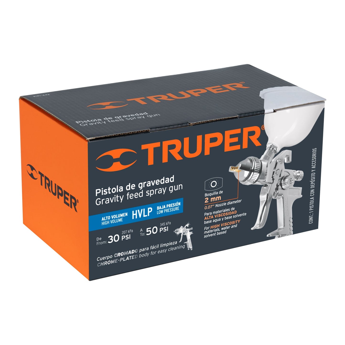 Pistola p/pintar gravedad HVLP,vaso plástico, boquilla 2.0mm