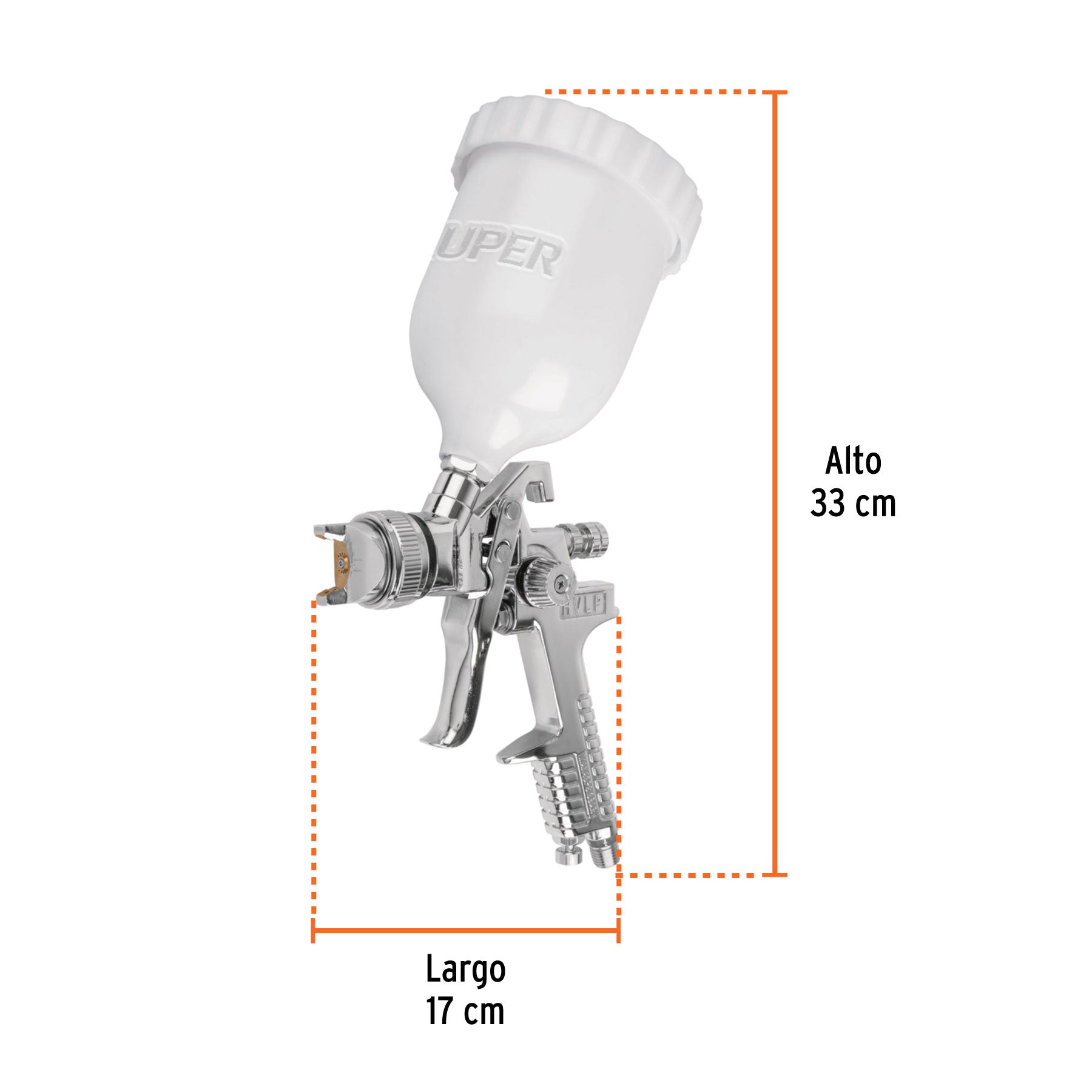 Pistola p/pintar gravedad HVLP,vaso plástico, boquilla 2.0mm