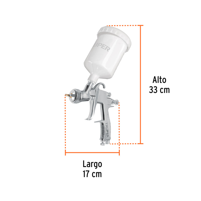 Pistola p/pintar, gravedad LVLP,vaso plástico,boquilla 1.4mm
