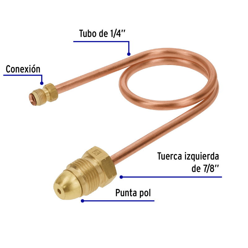 Pigtail con tuerca izquierda, punta pool, 50 cm