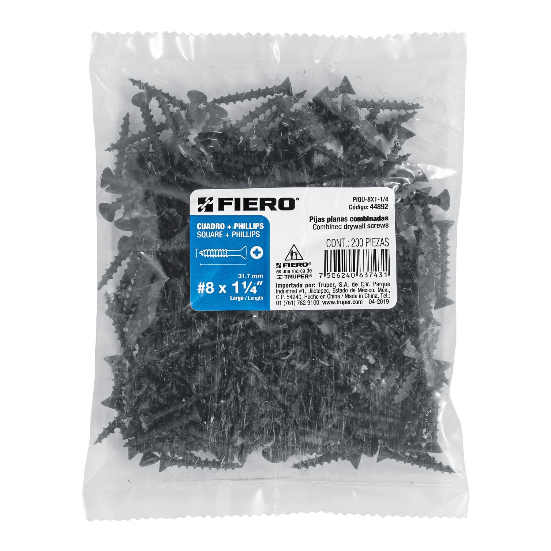 Pija tipo Quadrex, 8X1-1/4"