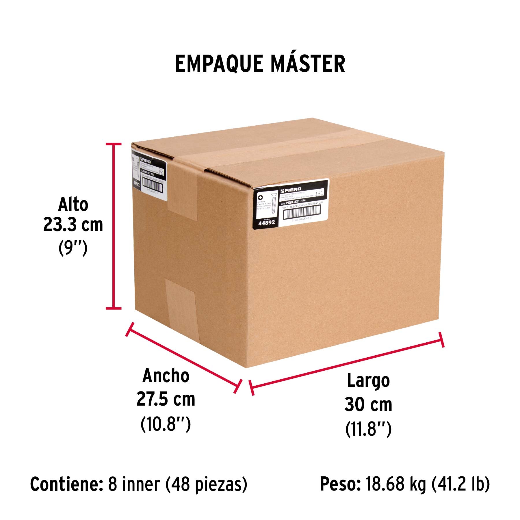 Pija tipo Quadrex, 8X1-1/4"