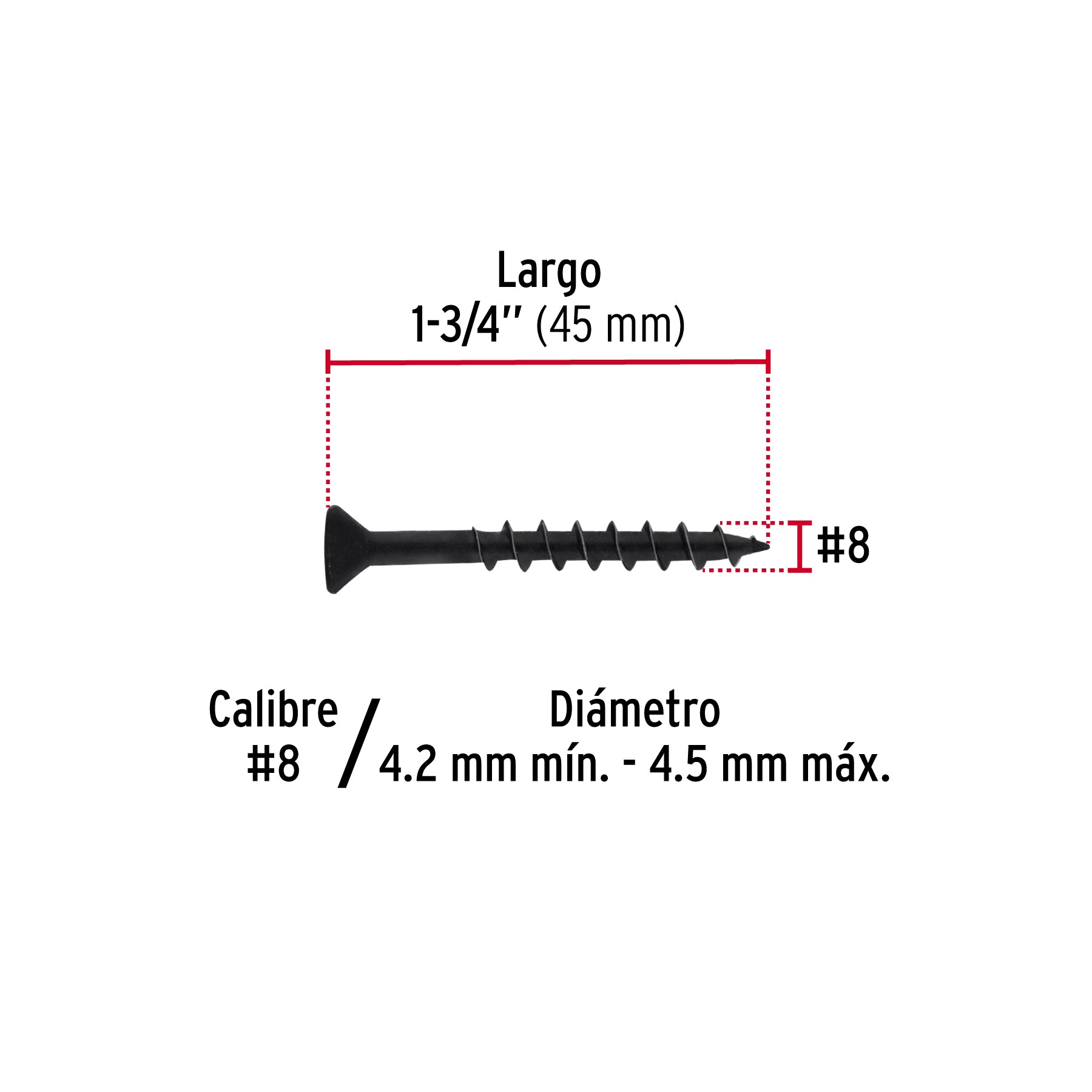 Pija tipo Quadrex, 8X1-3/4"