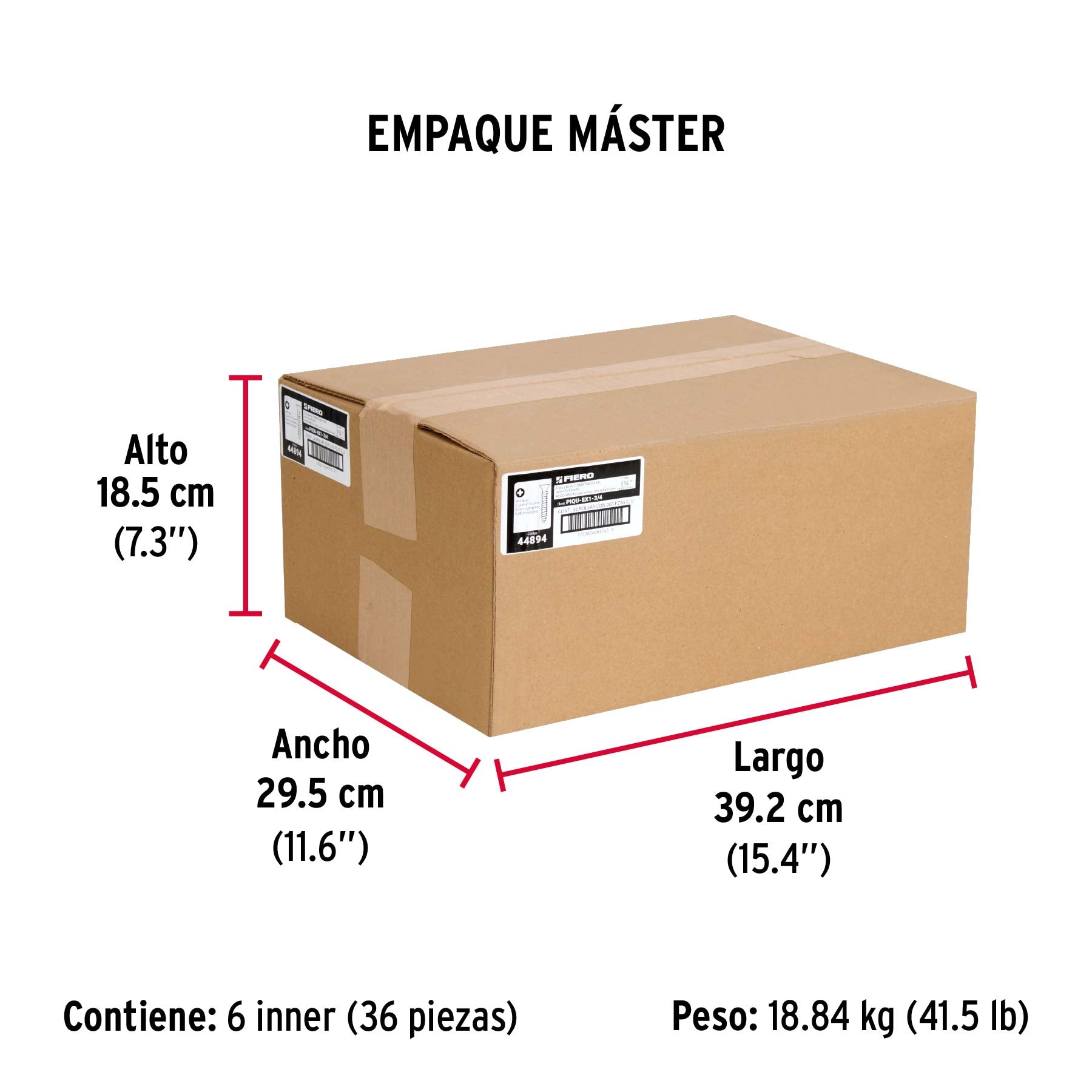 Pija tipo Quadrex, 8X1-3/4"
