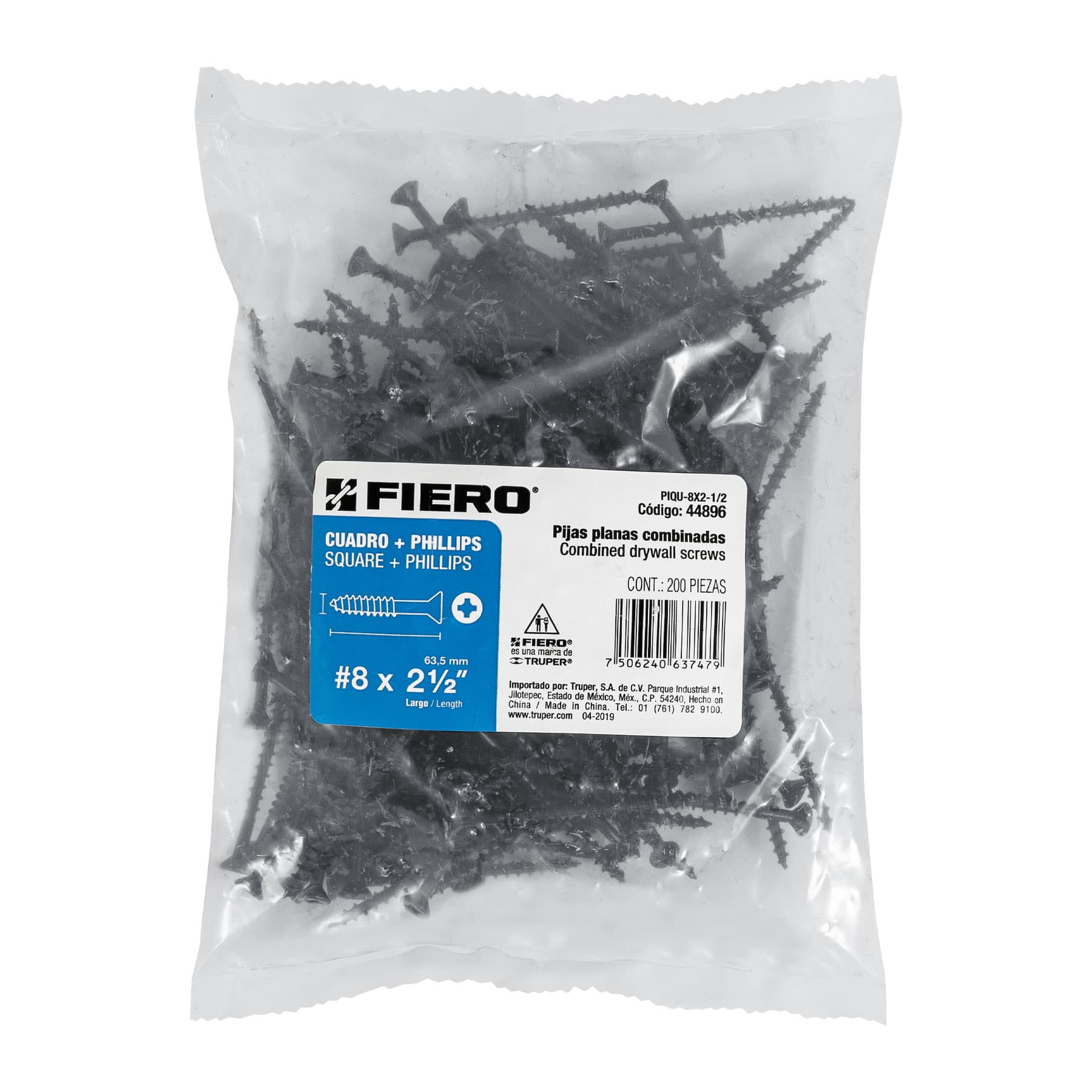 Pija tipo Quadrex, 8x2-1/2"