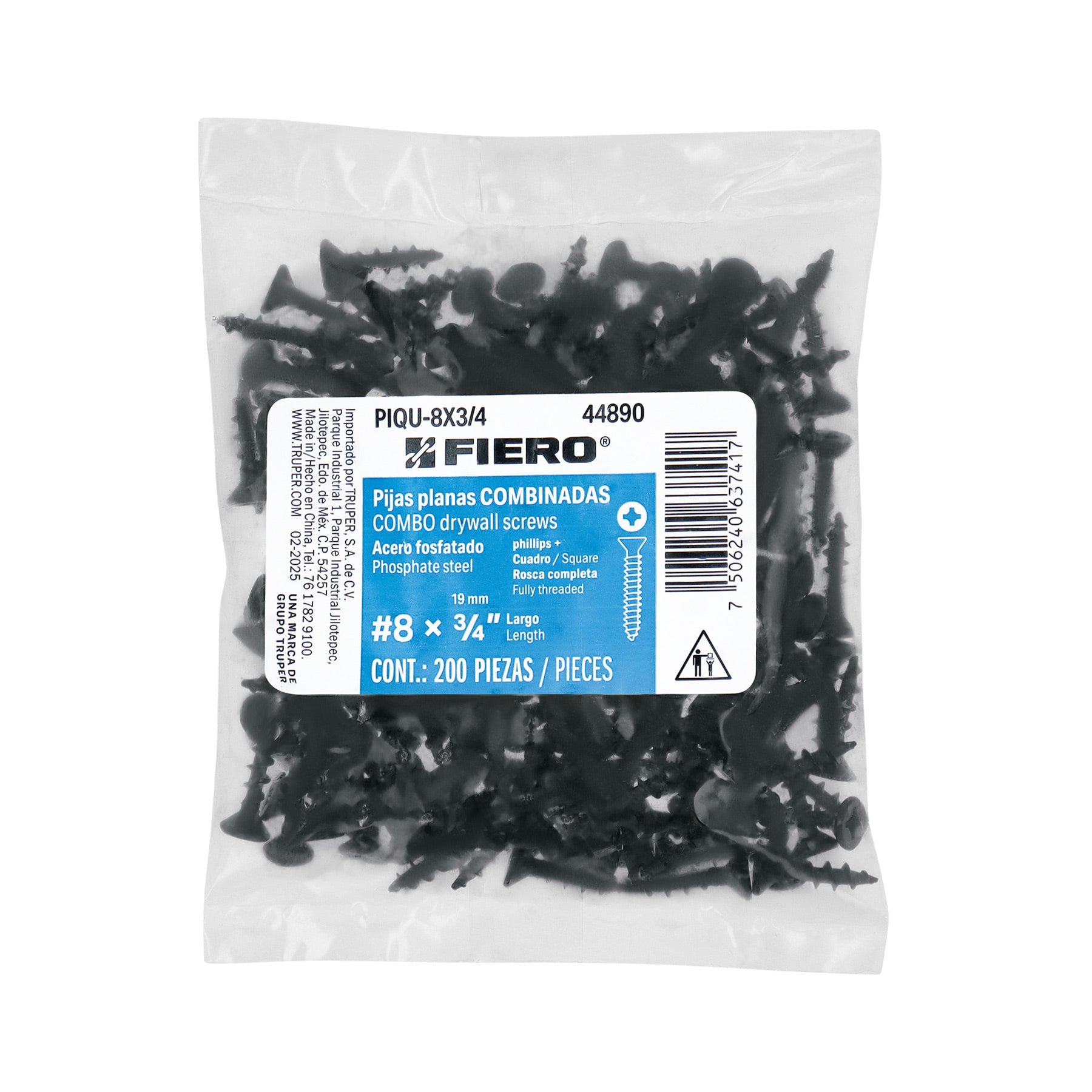 Pija tipo Quadrex, 8x3/4"