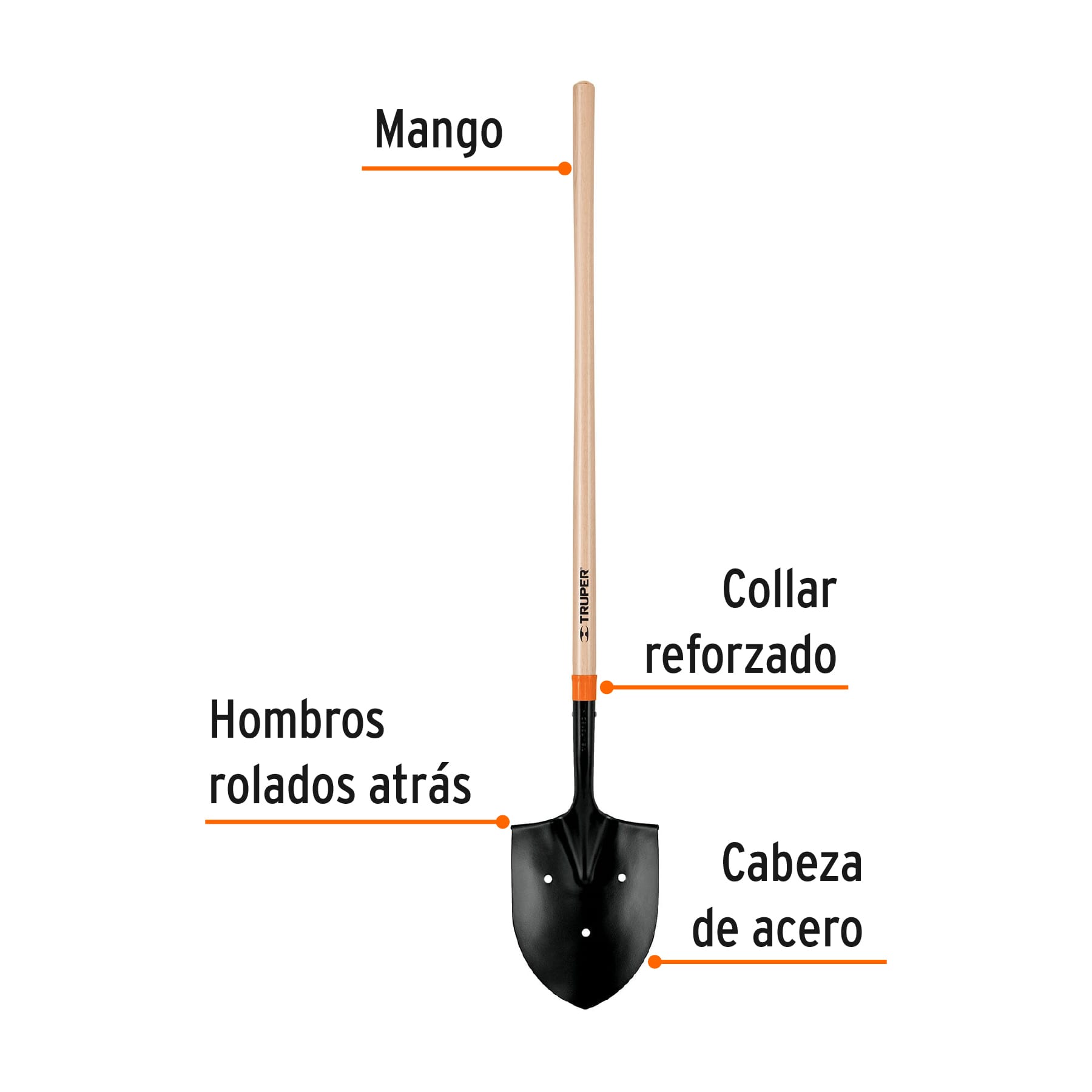 Pala irrigación, tipo americano, mango largo