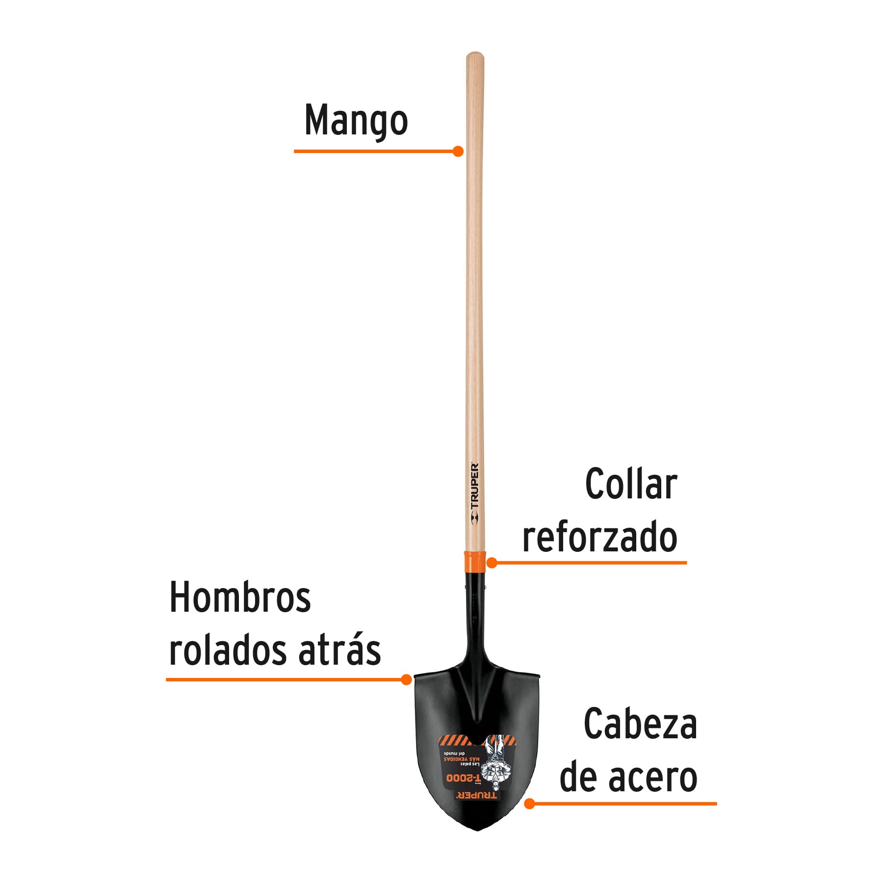 Pala t-2000 irrigación, mango largo