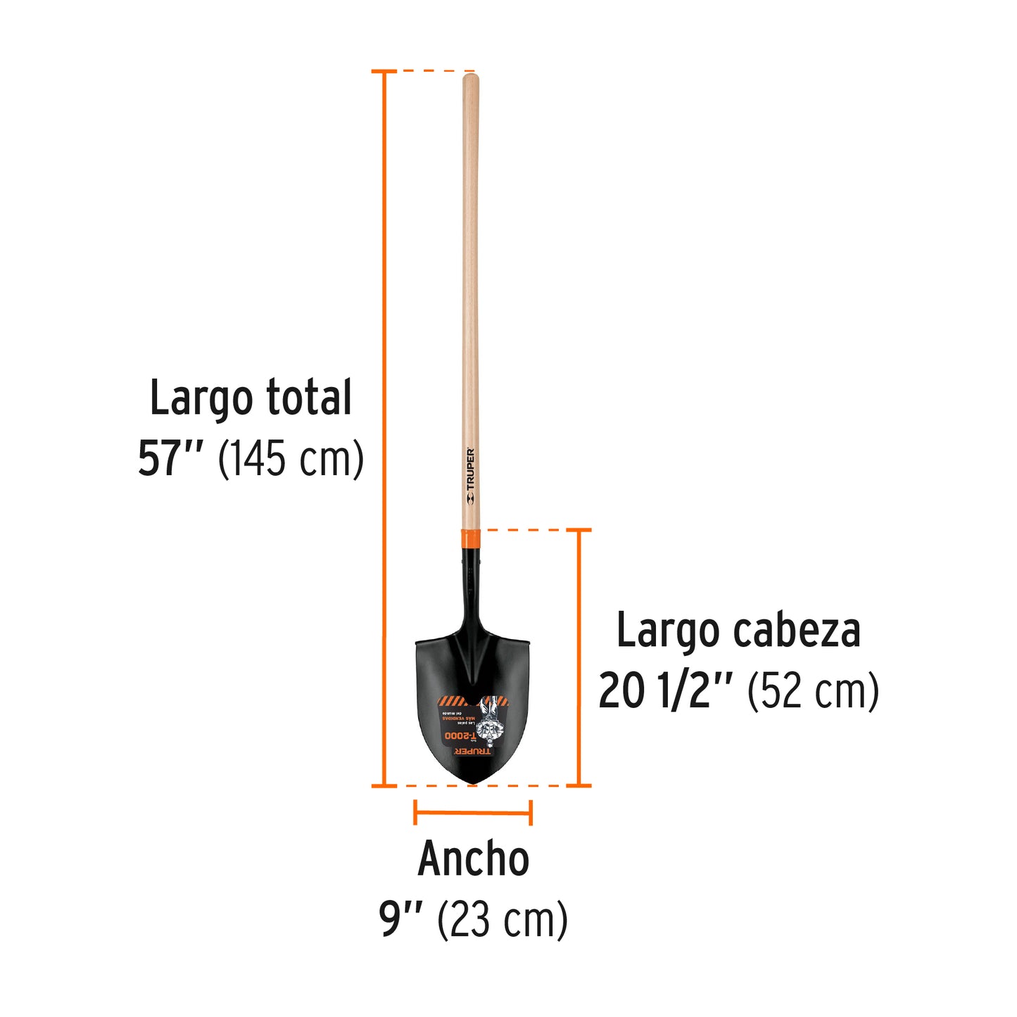 Pala t-2000 irrigación, mango largo
