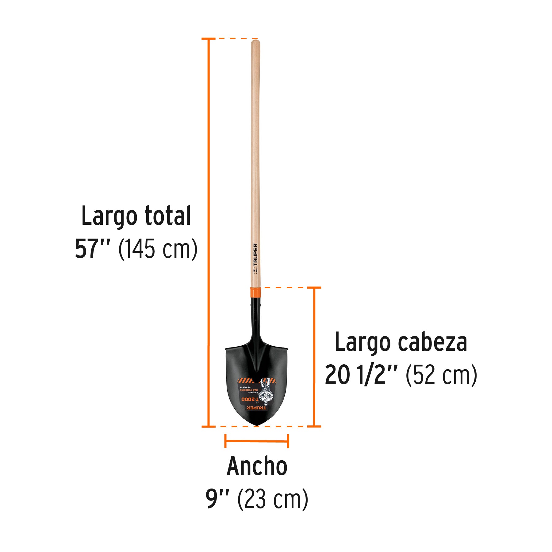Pala t-2000 irrigación, mango largo