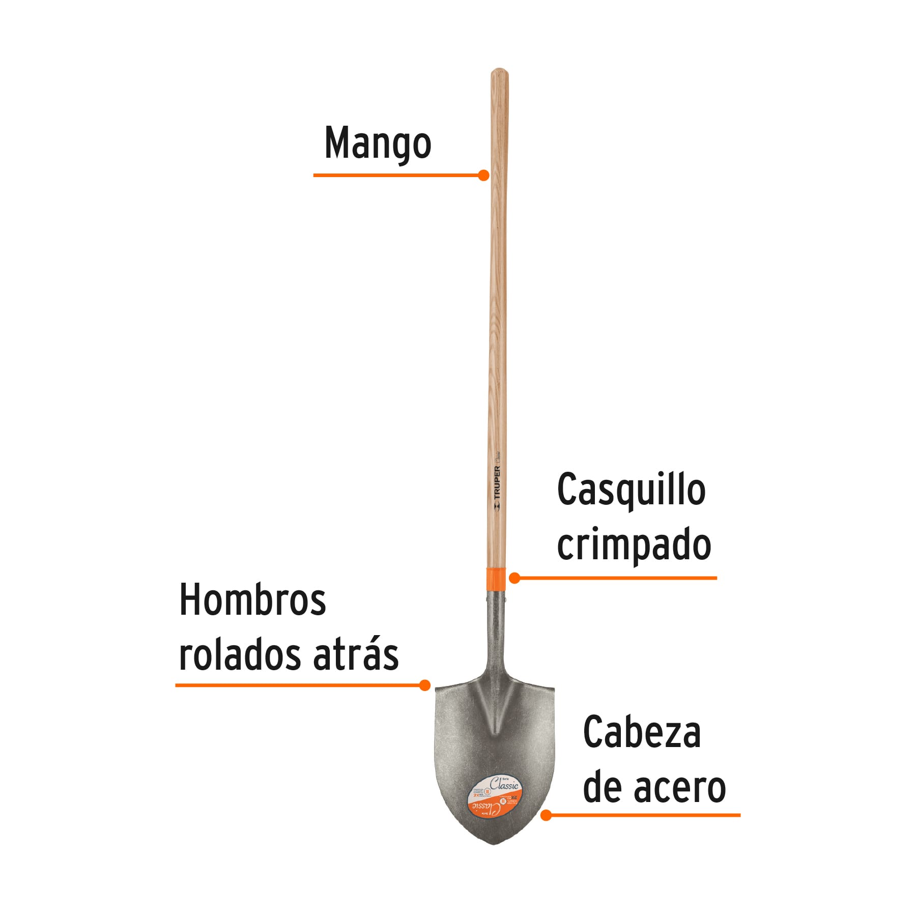 Pala classic irrigación, mango largo