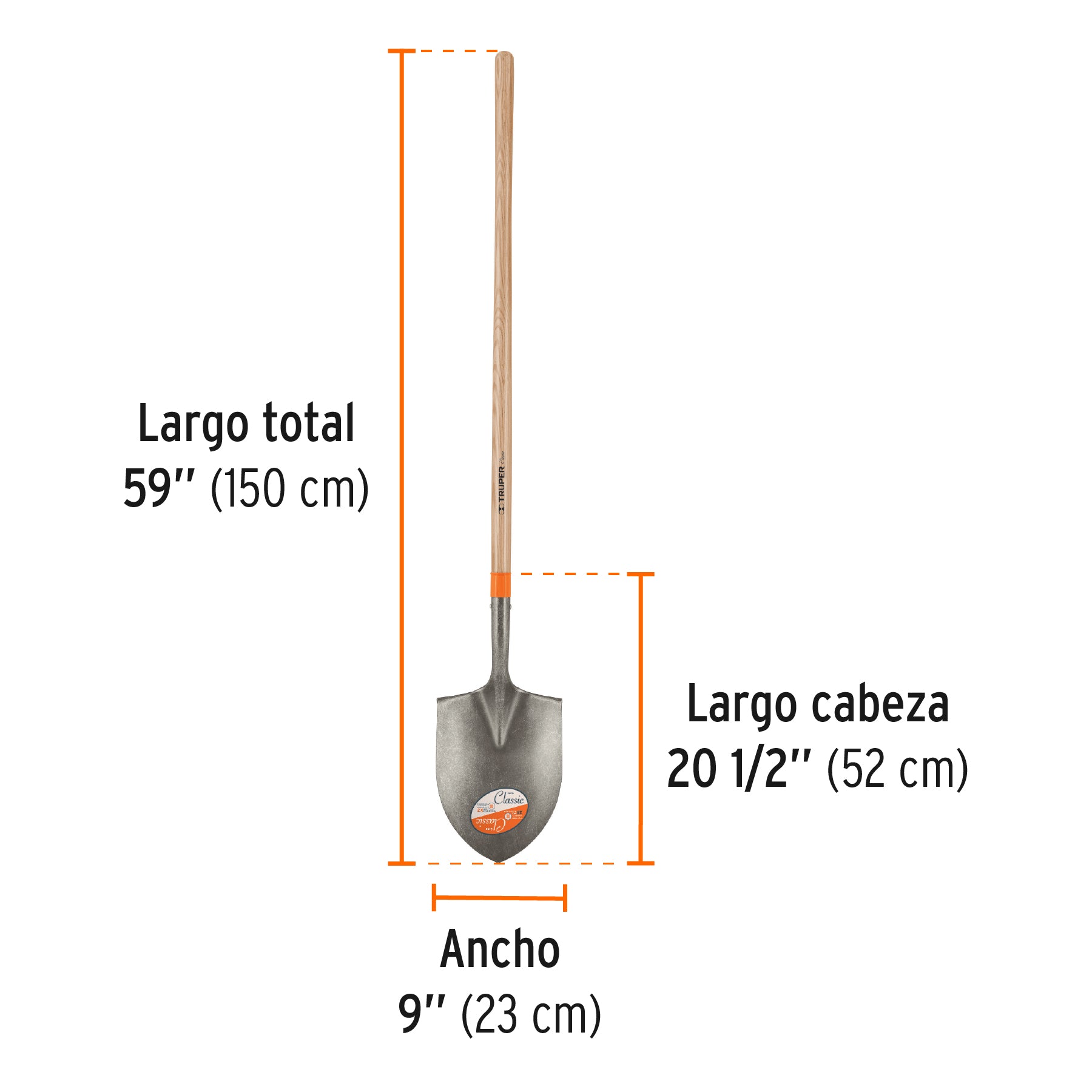 Pala classic irrigación, mango largo