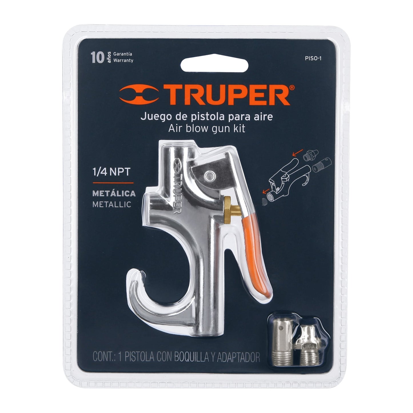 Pistola metálica para sopletear, cuerda 1/4 npt