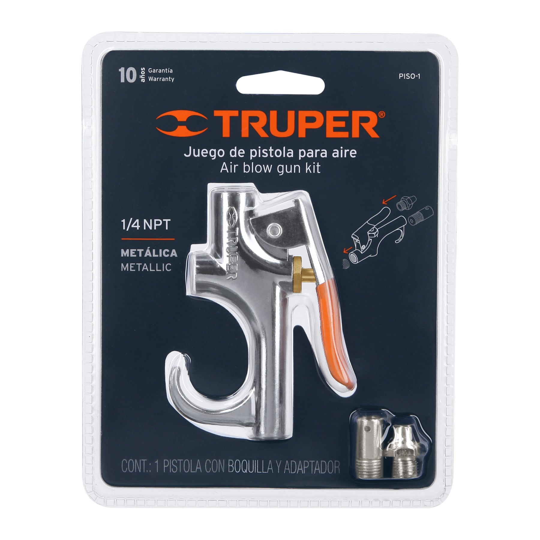 Pistola metálica para sopletear, cuerda 1/4 npt