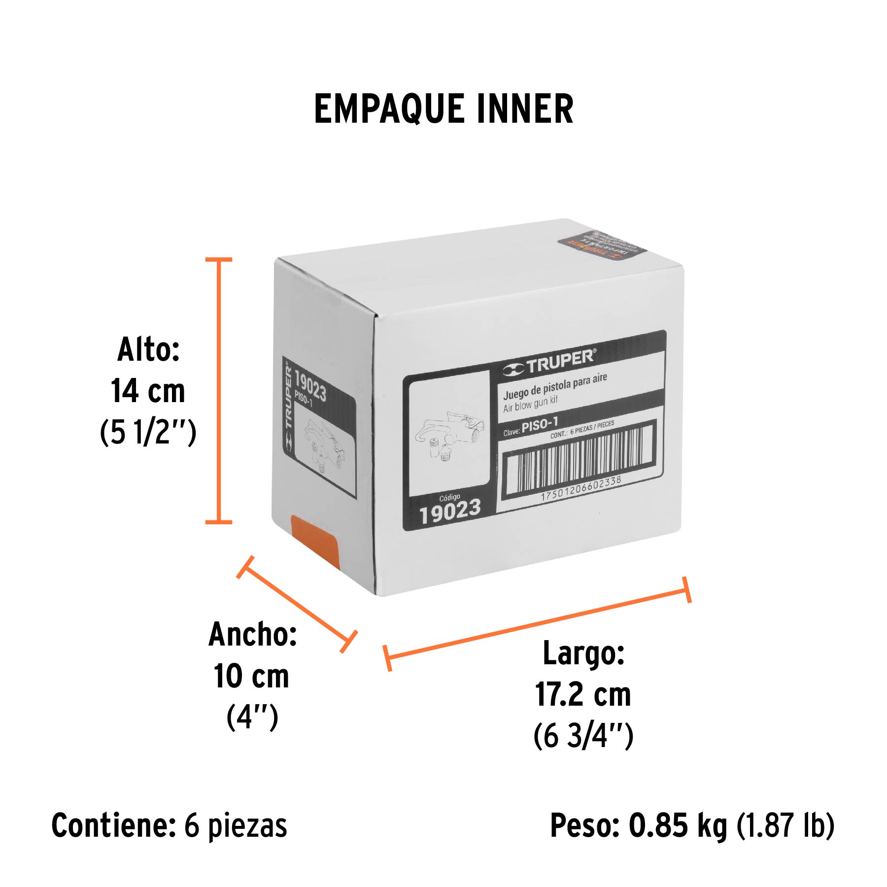 Pistola metálica para sopletear, cuerda 1/4 npt