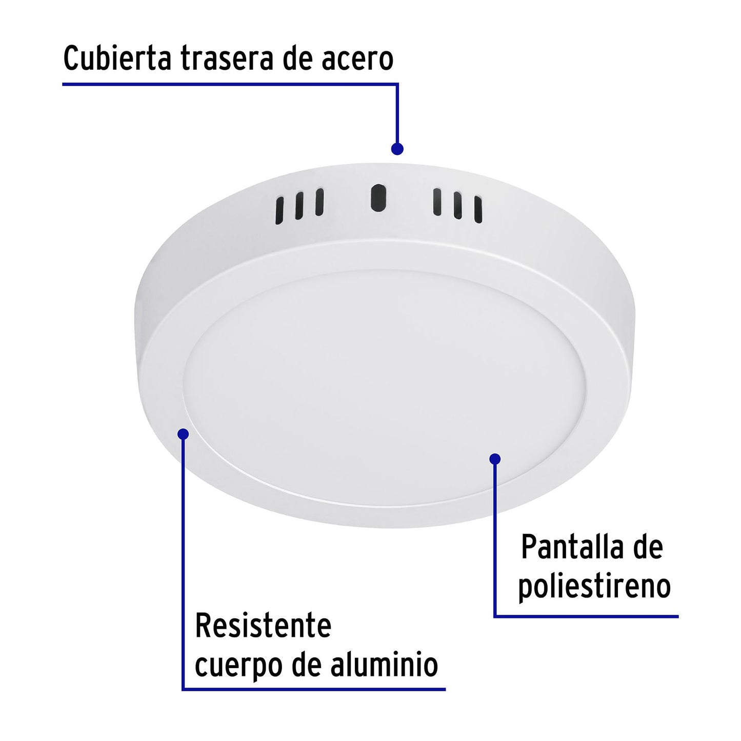 Plafón redondo, moderno, 12W, 6500K, LED, blanco