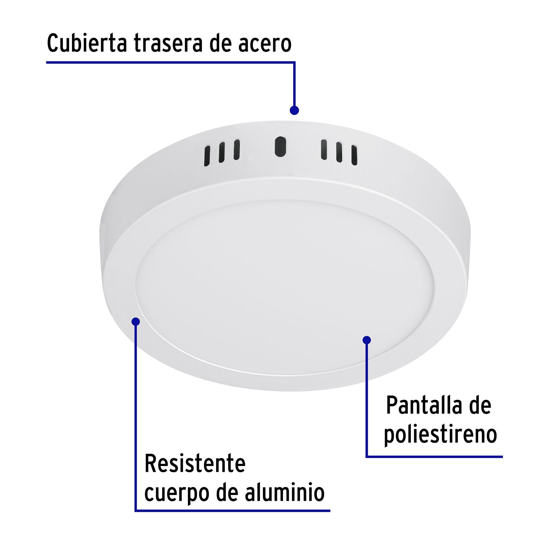 Plafón redondo, moderno, 12W, 6500K, LED, blanco
